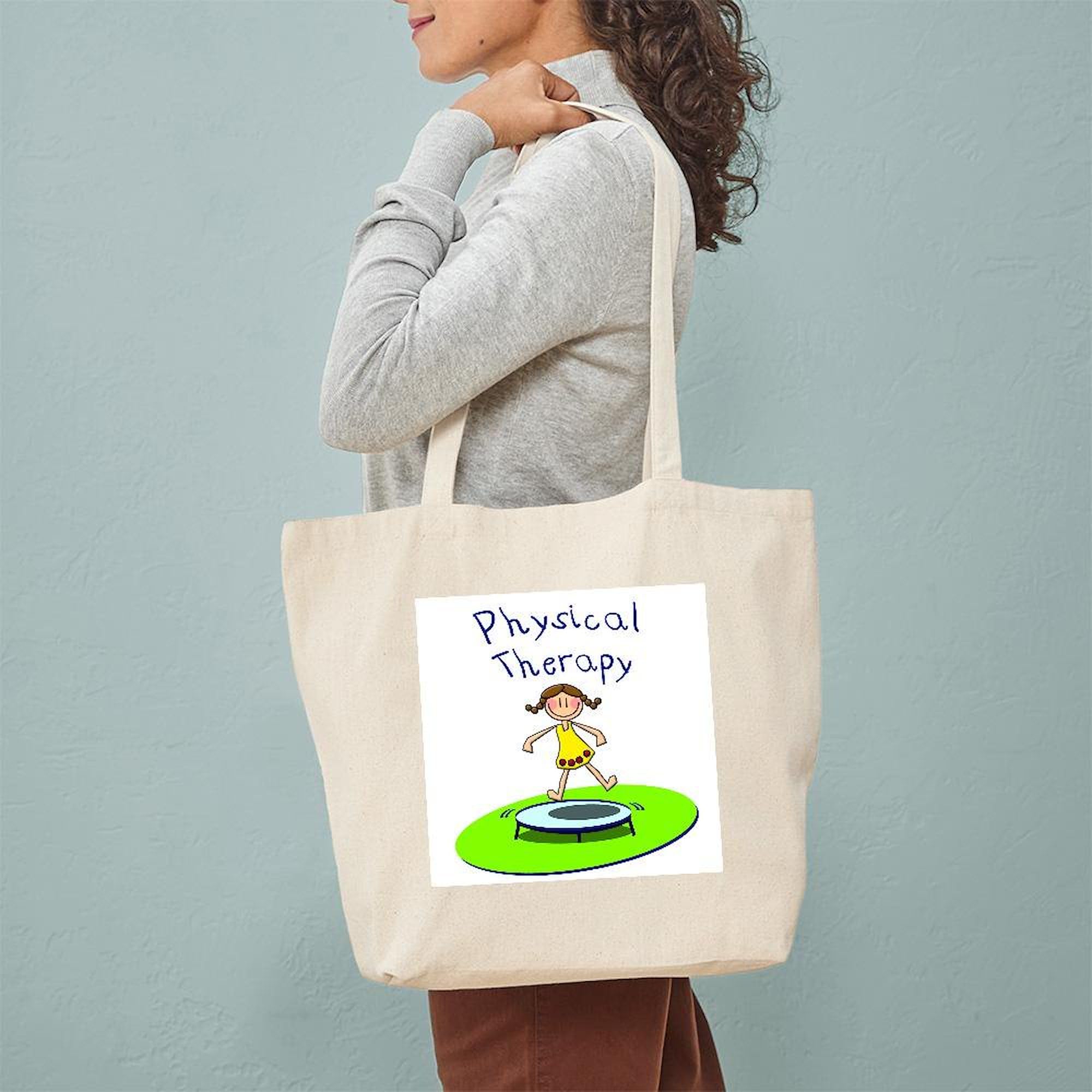 Physical Therapy Tote Bag for Women - Natural Canvas Reusable Shopping Bag - Perfect for Work, Gym & Everyday Use