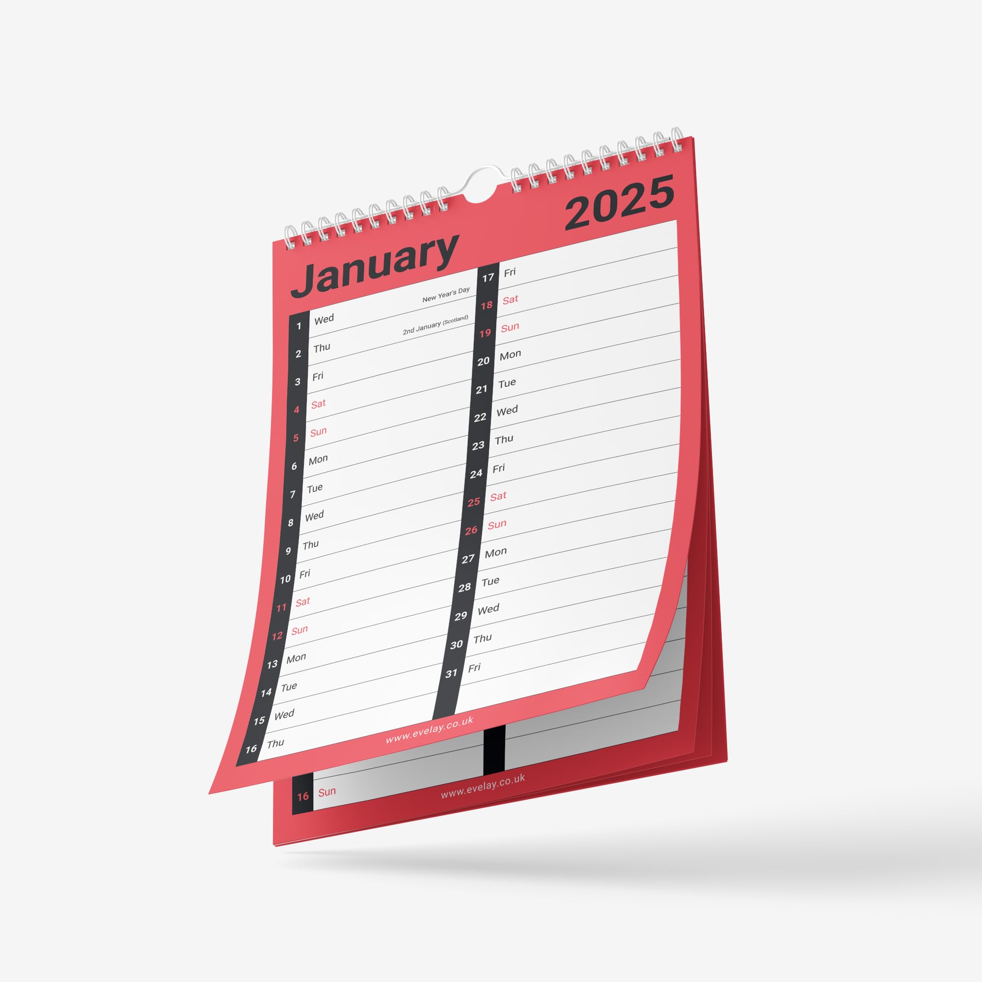 2025 Spiral Bound Wall Calendar Planner - A4 Large 2-Column Monthly View for Home, Office & School | Perfect for Business Planning, Academic Scheduling & Family Organization