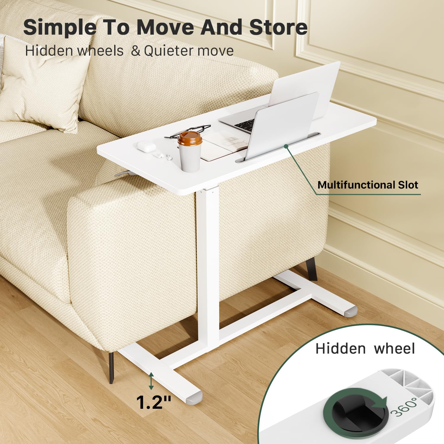Adjustable Mobile Standing Desk with Wheels - 31.5