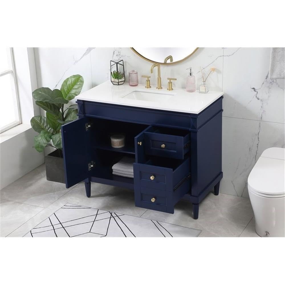 42 Inch Modern Bathroom Vanity with Sink - Elegant Blue Storage Cabinet for Bathroom Organization | Perfect for Small Bathrooms & Powder Rooms