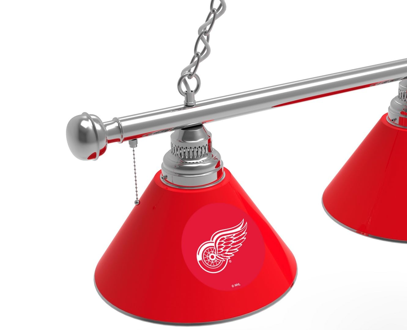 Holland Bar Stool Co. Detroit Red Wings 3-Shade Billiard Light - Vintage Sports Bar Lighting for Game Rooms, Pubs & Man Caves