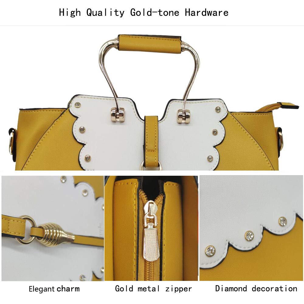 Women's Leather Tote Bag Set with Wallet & Makeup Bag - Work & Travel Purse