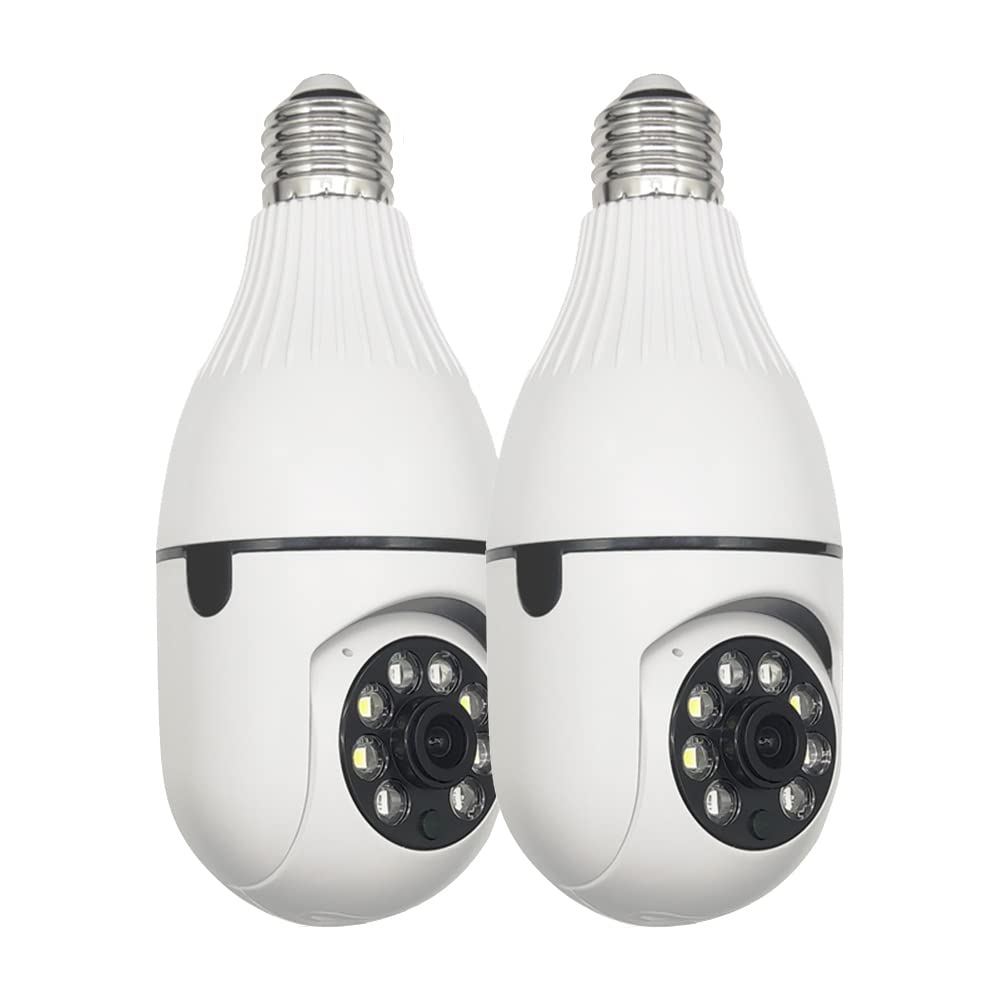 EVERSECU ICSEE App 2K 3MP Wireless WiFi Light Bulb Security Camera - E27 Connector, PTZ, 2-Way Audio, Motion Detection, Auto Tracking, Night Vision (2 Pack) - Ideal for Home Security, Baby Monitoring & Pet Watching