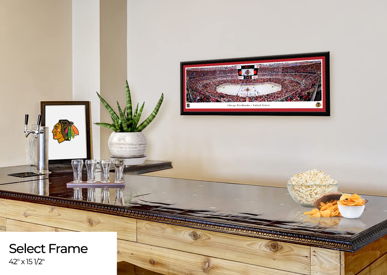 Chicago Blackhawks Panoramic Posters & Framed Pictures - NHL Team Wall Art Decor by Blakeway Panoramas - Perfect for Man Cave, Sports Bar & Hockey Fan Gifts