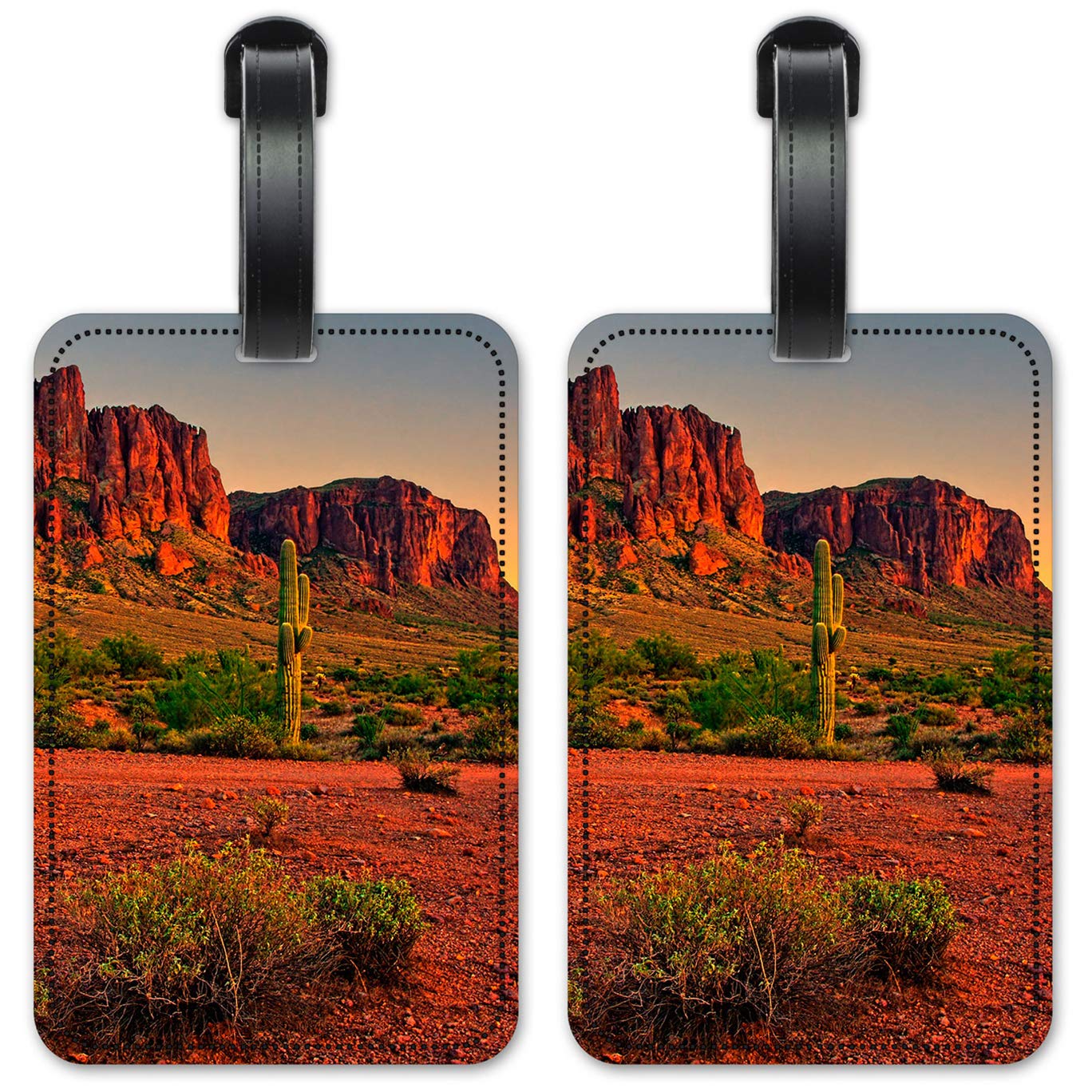 Red Clay Desert Luggage ID Tags - Durable Suitcase Identification Cards Set of 2 - Perfect for Travel, Airports & Cruise Vacations