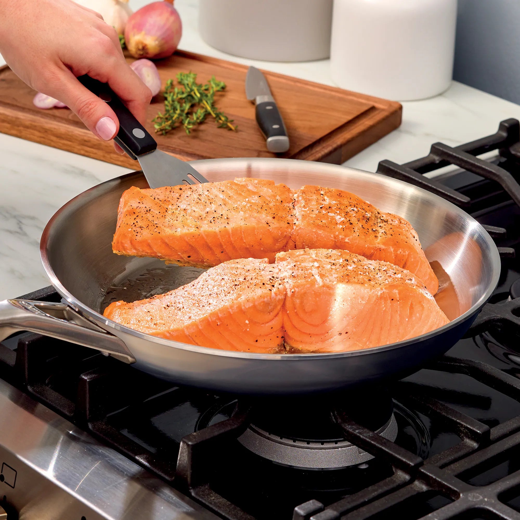 Ninja EverClad Commercial Grade Stainless Steel Cookware 7-Piece Set - Professional Kitchen Cookware for Home Chefs, Perfect for Searing, Sautéing, and Simmering