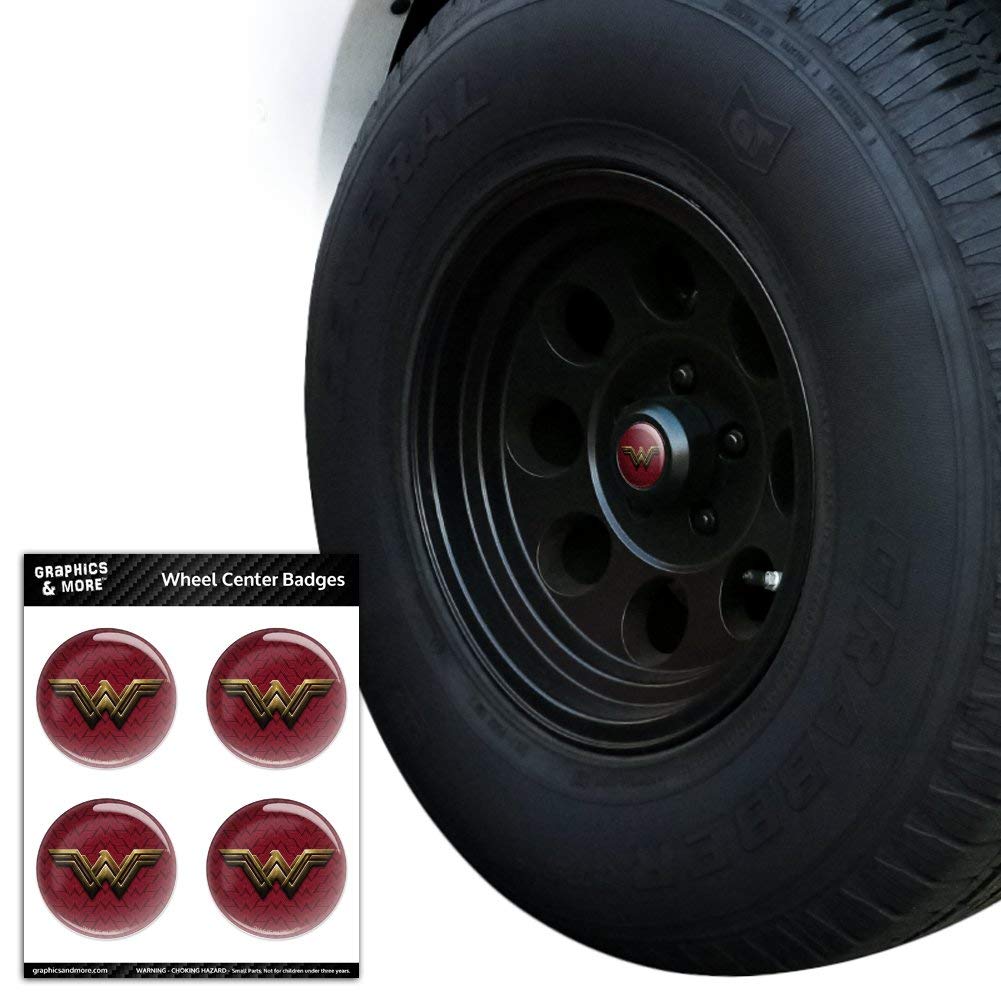 Justice League Wonder Woman Logo Tire Wheel Center Cap - Resin-Topped Badge Sticker for Car, Truck & Motorcycle Accessories - DC Comics Superhero Decoration for Auto Enthusiasts