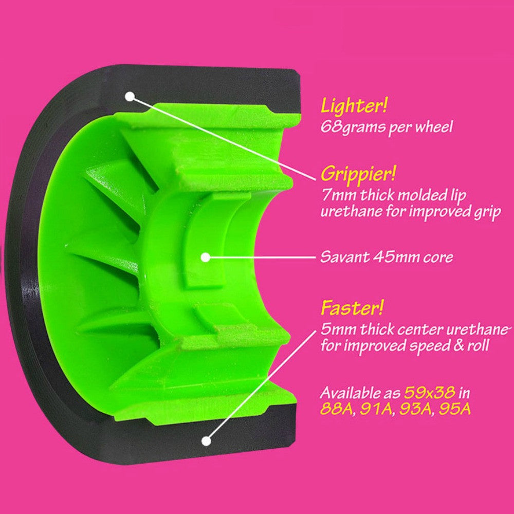 Atom Savant 59mm Quad Wheels 4-Pack - High-Performance Skateboard Wheels for Smooth Riding & Tricks - Perfect for Street Skating, Park Riding & Cruising
