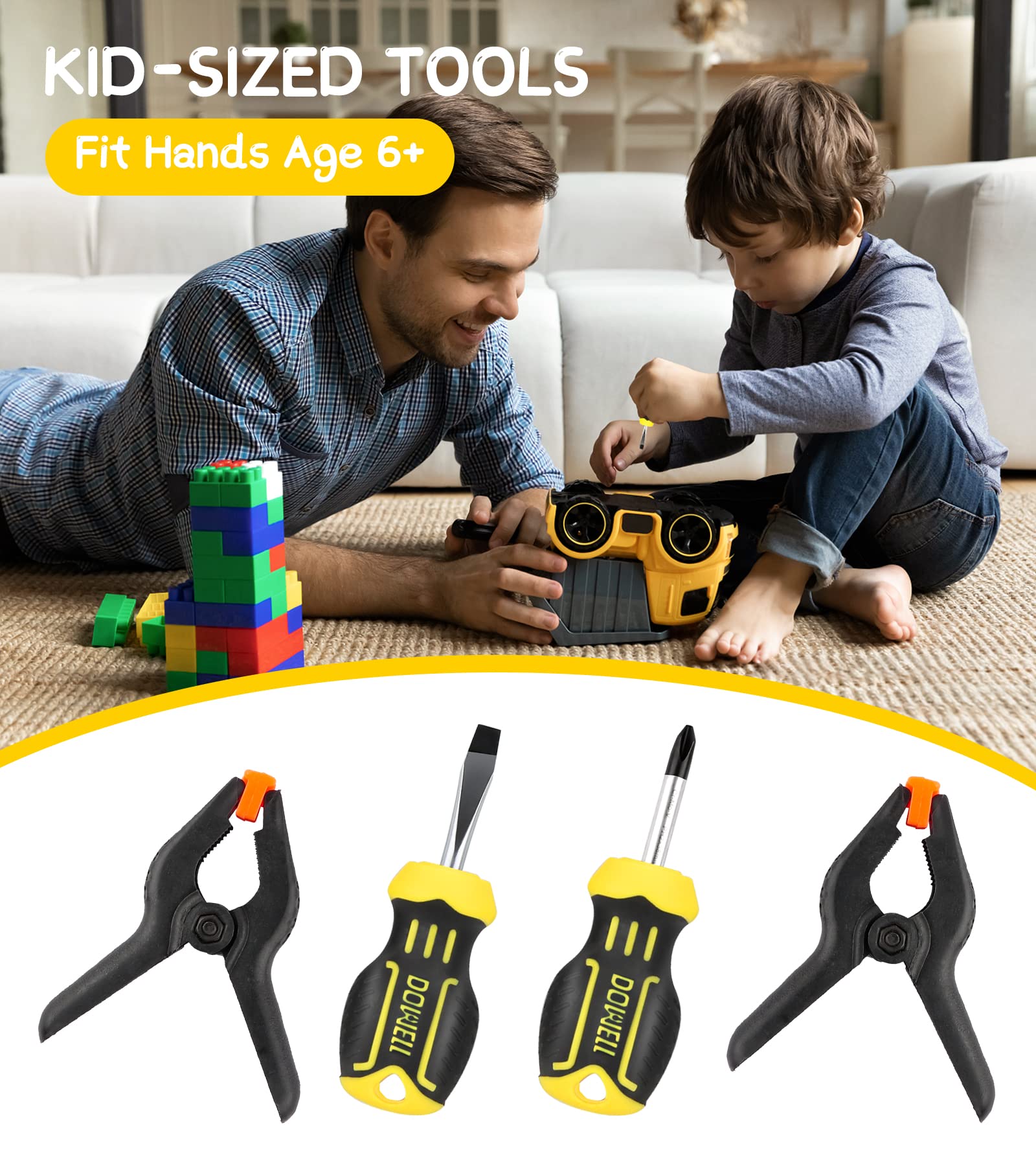 DOWELL Kids Tool Set with Real Metal Hand Tools - 24-Piece DIY Learning Kit for Boys & Girls Ages 8+, Includes Durable Tool Bag - Perfect for Home Projects, Woodworking & STEM Activities