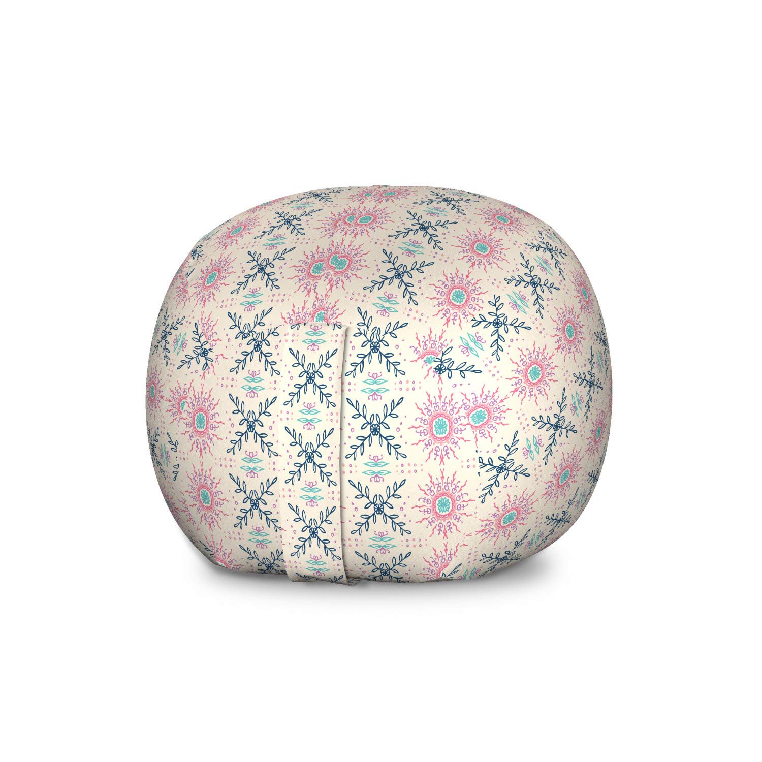 Ambesonne Floral Storage Toy Bag Chair - Large Washable Stuffed Animal Organizer with Mediterranean Print | Perfect for Kids' Room, Nursery, Playroom & Home Decor | Champagne & Multicolor