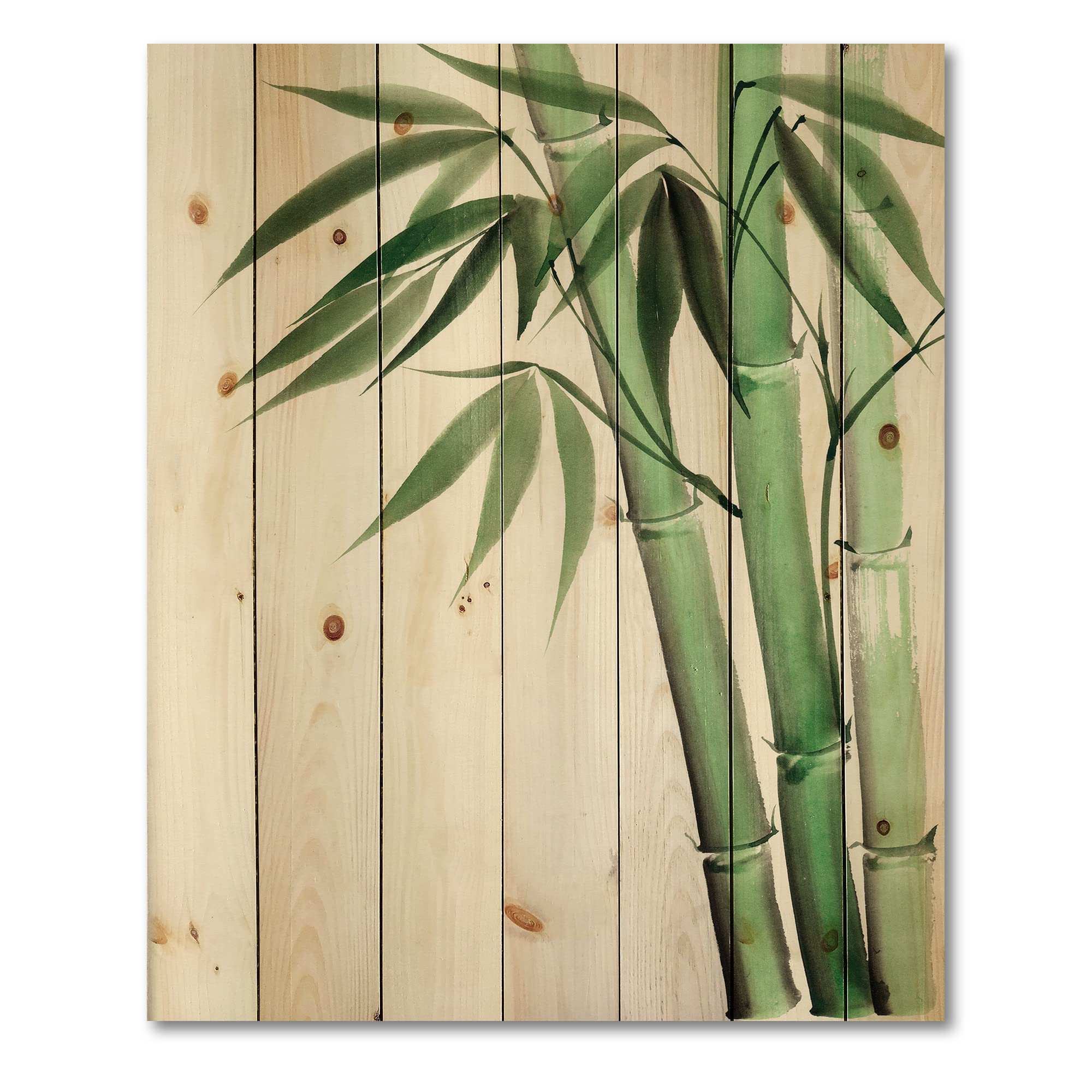 DesignQ Palm Bamboo Traditional Wood Wall Decor - Large Floral Wall Art Panels Printed on Natural Pine Wood - Perfect for Living Room, Bedroom & Office Decor