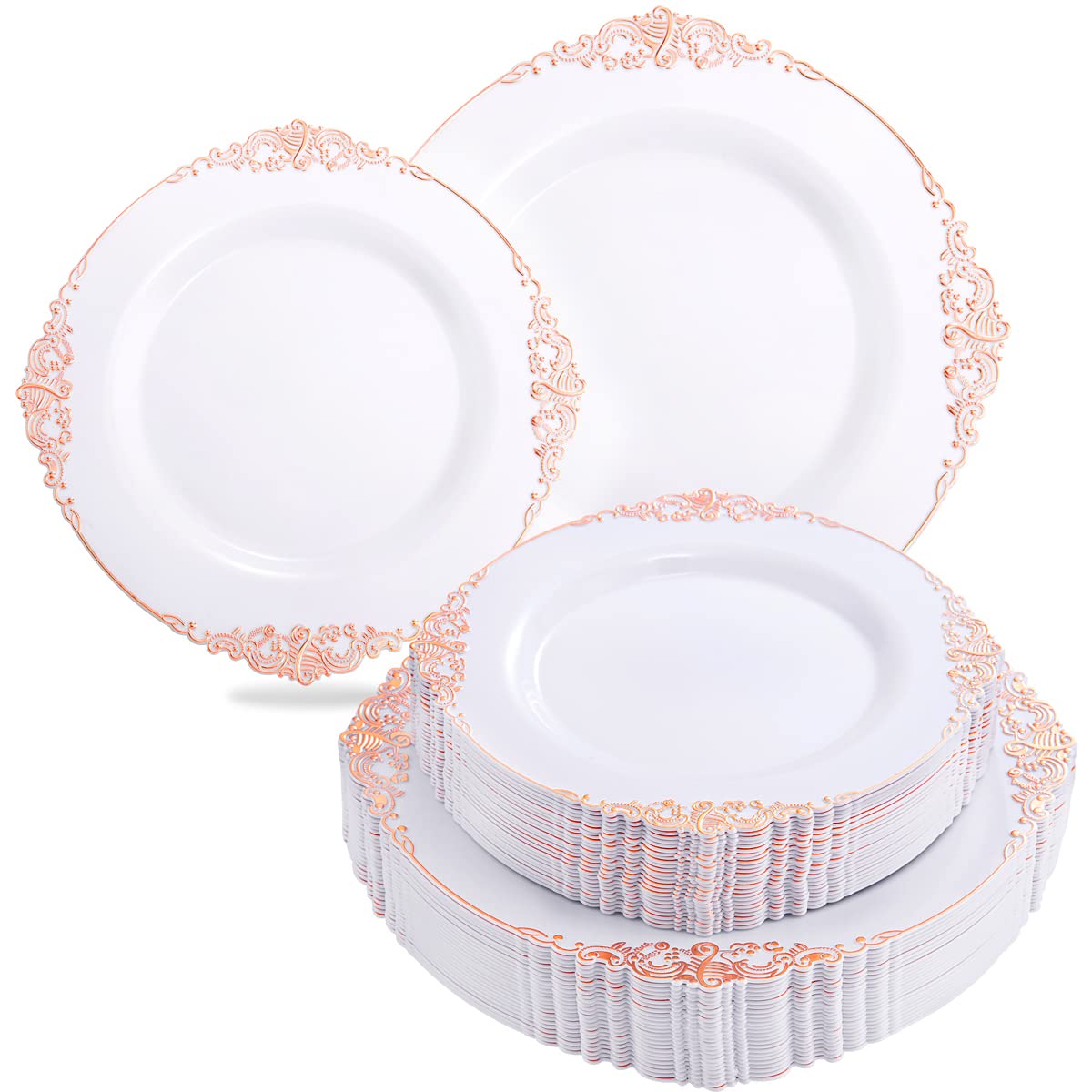 Liacere 60-Pack Rose Gold Plastic Plates Set - 30PCS 10.25