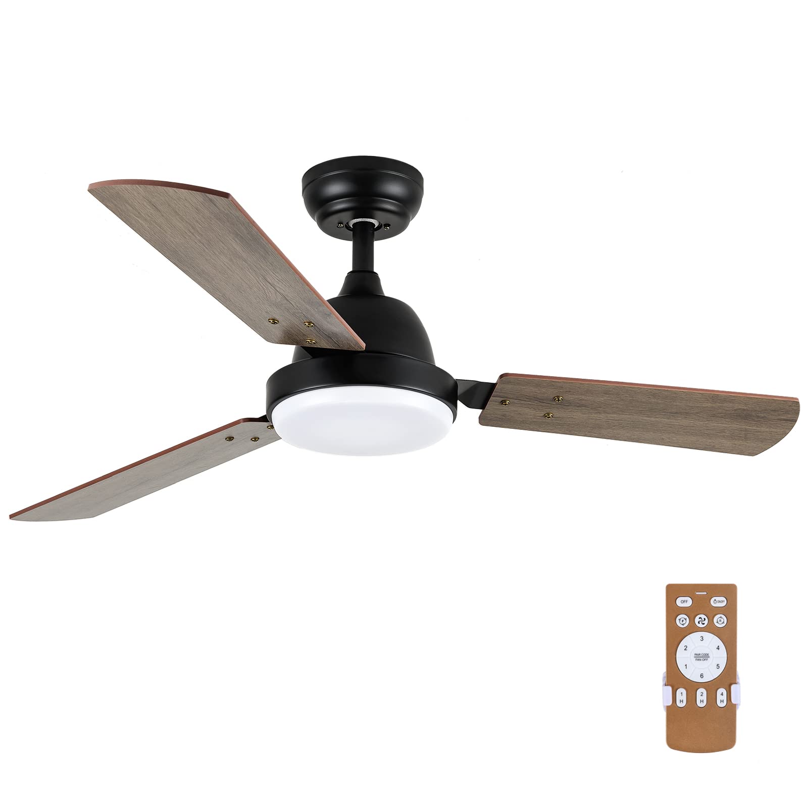 Simple Deluxe 44-inch Ceiling Fan with LED Light & Remote Control - 6 Speed Settings, 2 Rotation Modes, Timer Function - Perfect for Living Room, Bedroom & Office Cooling