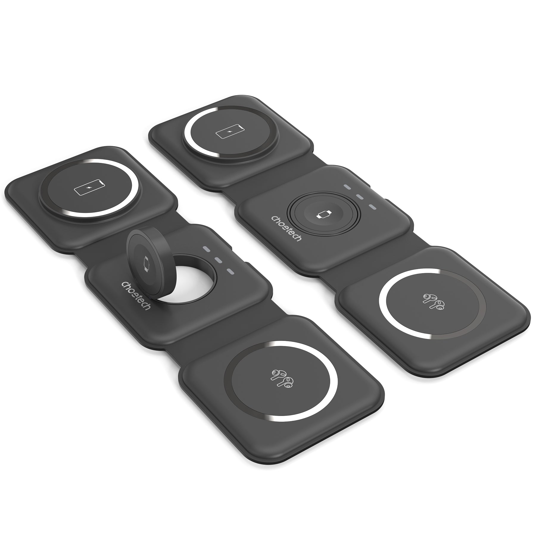 Choetech 3-in-1 Foldable Magnetic Wireless Charger Station for iPhone 12/13/14/15/16 Series, AirPods Pro & Apple Watch - Perfect for Nightstand, Office Desk & Travel Charging