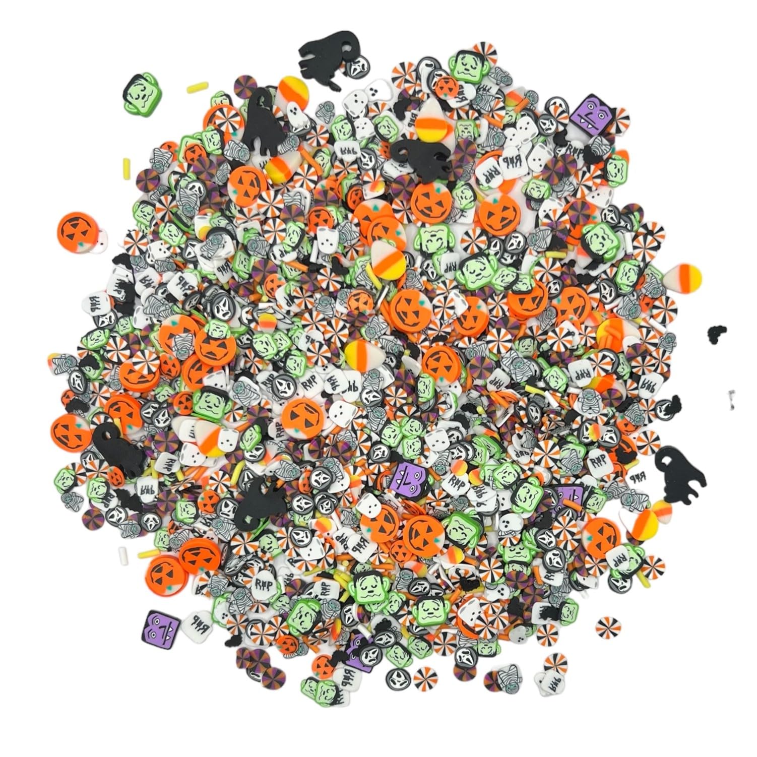 BGM Creations 2000-Piece Halloween Polymer Clay Slices Kit - DIY Slime Supplies, Nail Art Decorations & Craft Embellishments for Halloween Party Decor, Scrapbooking & Jewelry Making