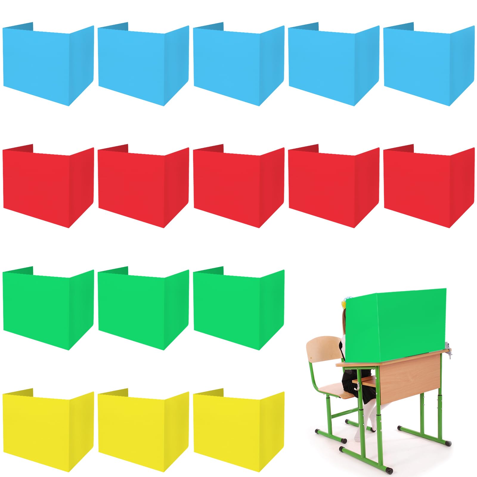 32 Pcs Classroom Privacy Shields - Assorted Blank Desk Dividers for Students, Trifold Testing Boards & Foldable Partitions - Ideal for School, Home & Office Study Spaces