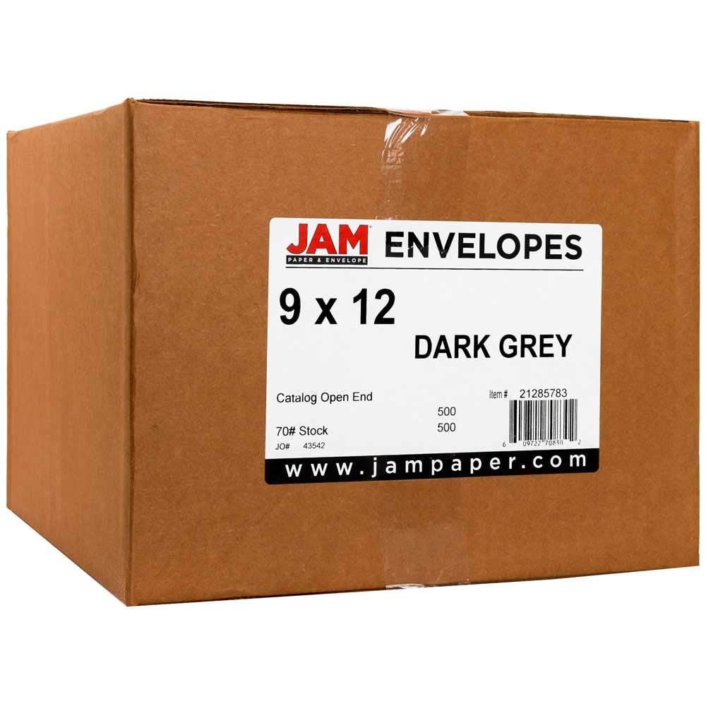 JAM PAPER 9 x 12 Open End Catalog Premium Envelopes - Dark Grey - Bulk 250/Box - Perfect for Business Mailings, Office Documents & Direct Marketing Campaigns