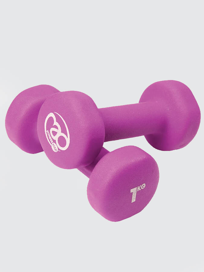 1Kg Neo Dumbbells for Yoga & Fitness - Purple Lightweight Dumbbells for Home Workouts, Strength Training & Pilates | Perfect for Women & Beginners