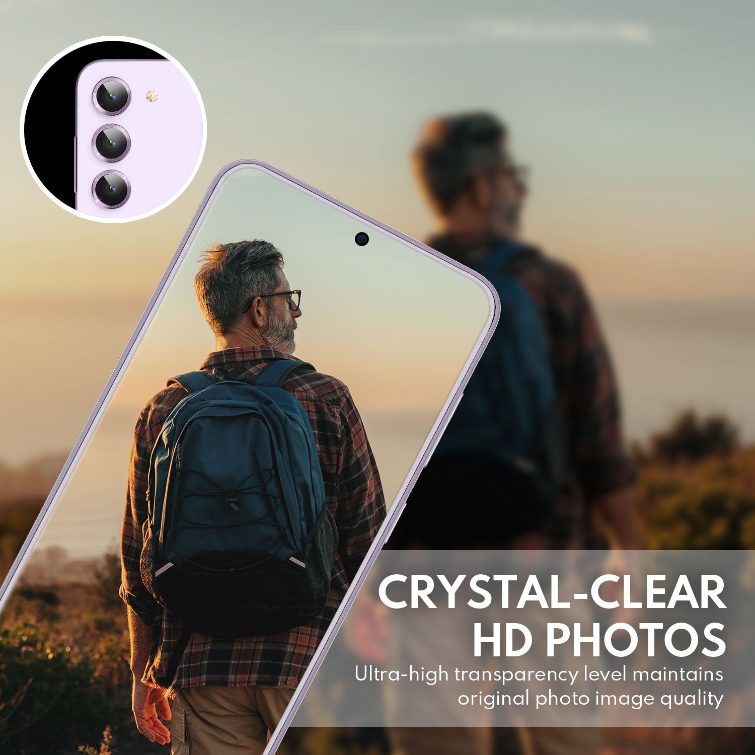 Premium Tempered Glass Camera Lens Protector for Samsung Galaxy S23/S23 Plus - Glimmer Purple - HD Clear, Anti-Scratch, Bubble-Free Installation - Perfect for Outdoor Photography & Daily Protection