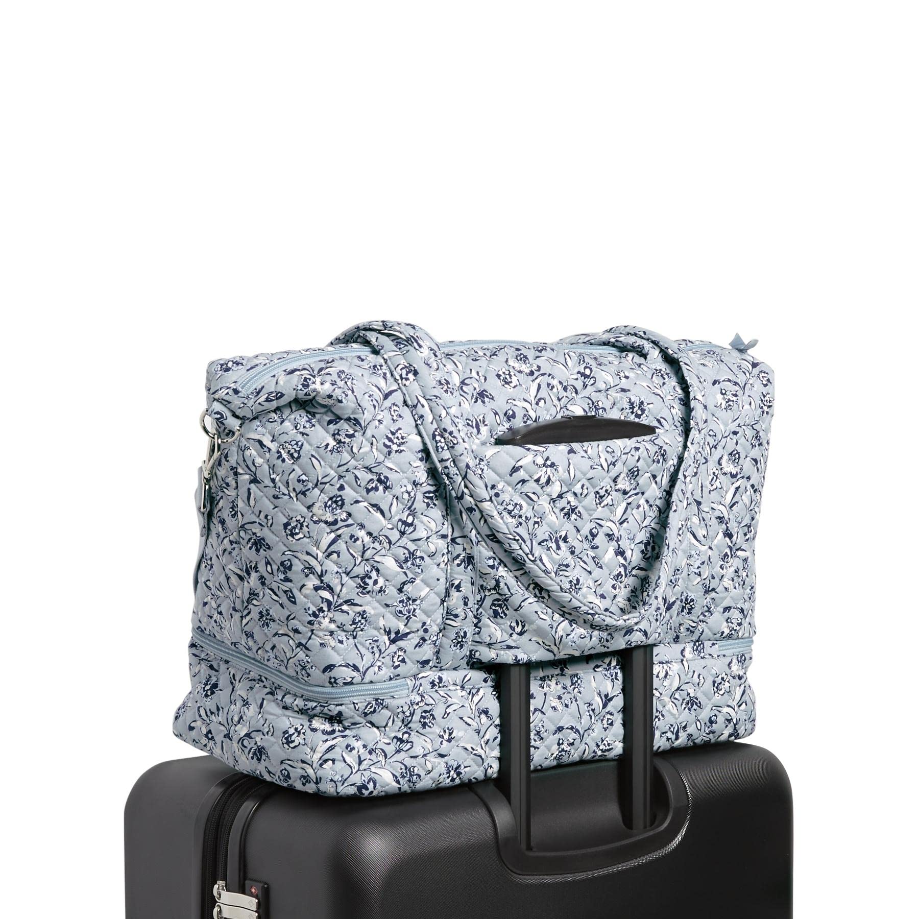 Vera Bradley Women's Cotton Deluxe Travel Tote Bag - Stylish Carryall for Work, Gym, Weekend Getaways & Airplane Travel