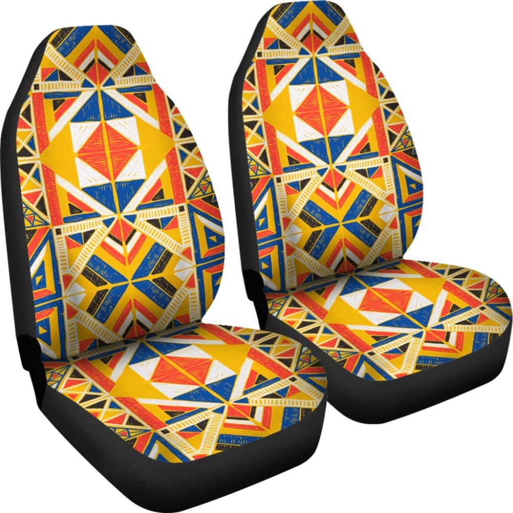 Premium Aztec Colorful Orange Car Seat Covers - Universal Fit for Cars, Trucks & SUVs - Durable & Stylish Interior Upgrade for Daily Commute & Road Trips