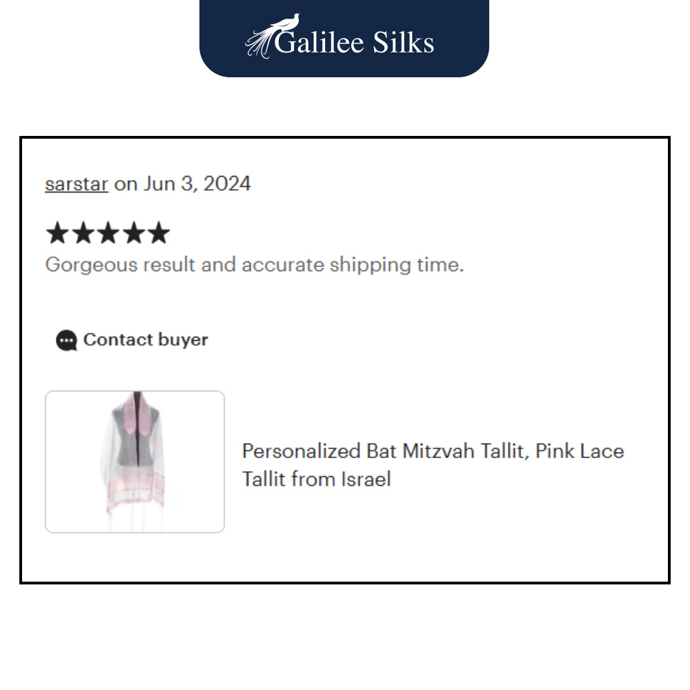 Elegant Pink Lace Tallit for Girls & Women - Bat Mitzvah Prayer Shawl with Delicate Lace Trim - Perfect for Religious Ceremonies & Special Occasions