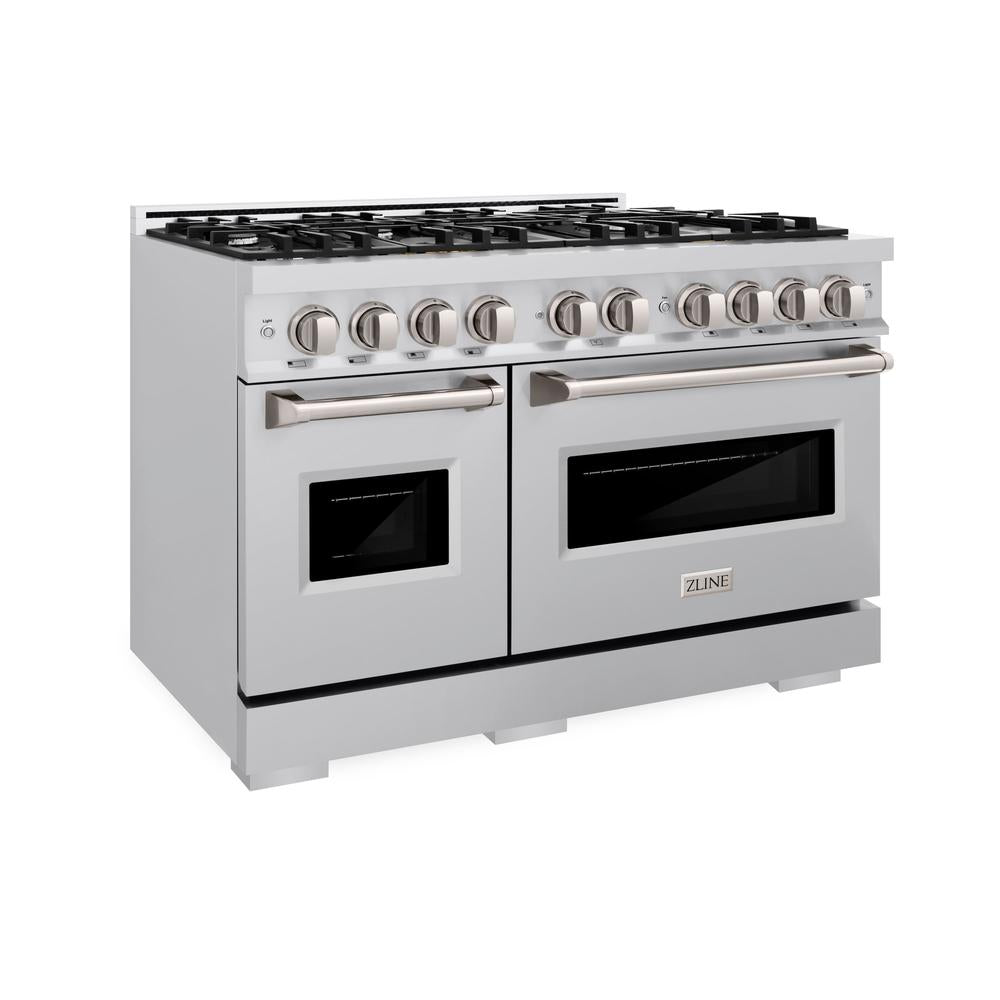 ZLINE 48 Inch 6.7 Cu Ft Stainless Steel Dual Fuel Range - 8 Burner Gas Cooktop & Classic Double Oven (CDR48) | Perfect for Large Kitchens, Holiday Cooking & Professional Chefs