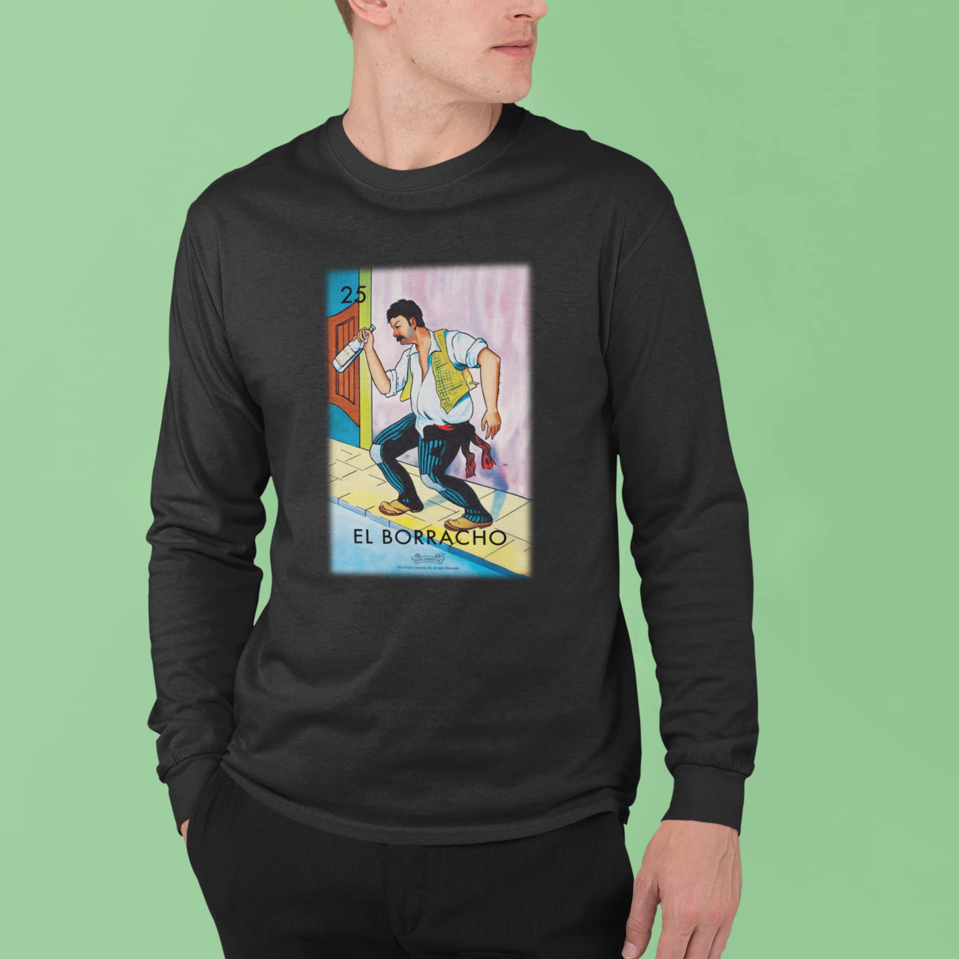 Pop Threads El Borracho Drunk Loteria Card Mexican Graphic T-Shirt for Men - Funny Latino Hispanic Tee - Perfect for Cinco de Mayo, Fiesta Parties & Casual Wear