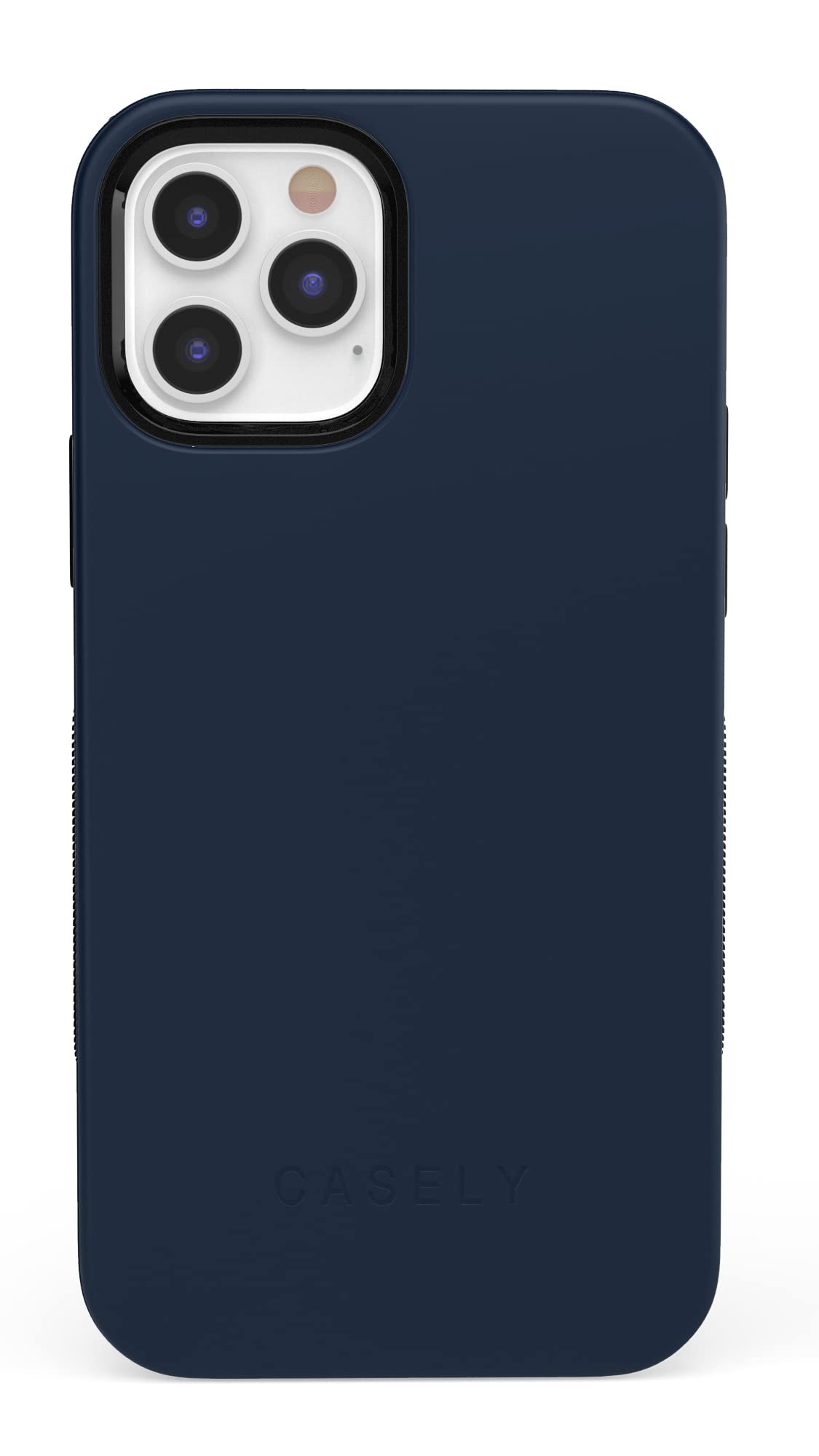 Casely iPhone 12/12 Pro Case - Navy on Black 360° Protection with Raised Camera Lip | Shockproof Slim Cover with Precise Cutouts | Perfect for Daily Use, Work & Outdoor Activities