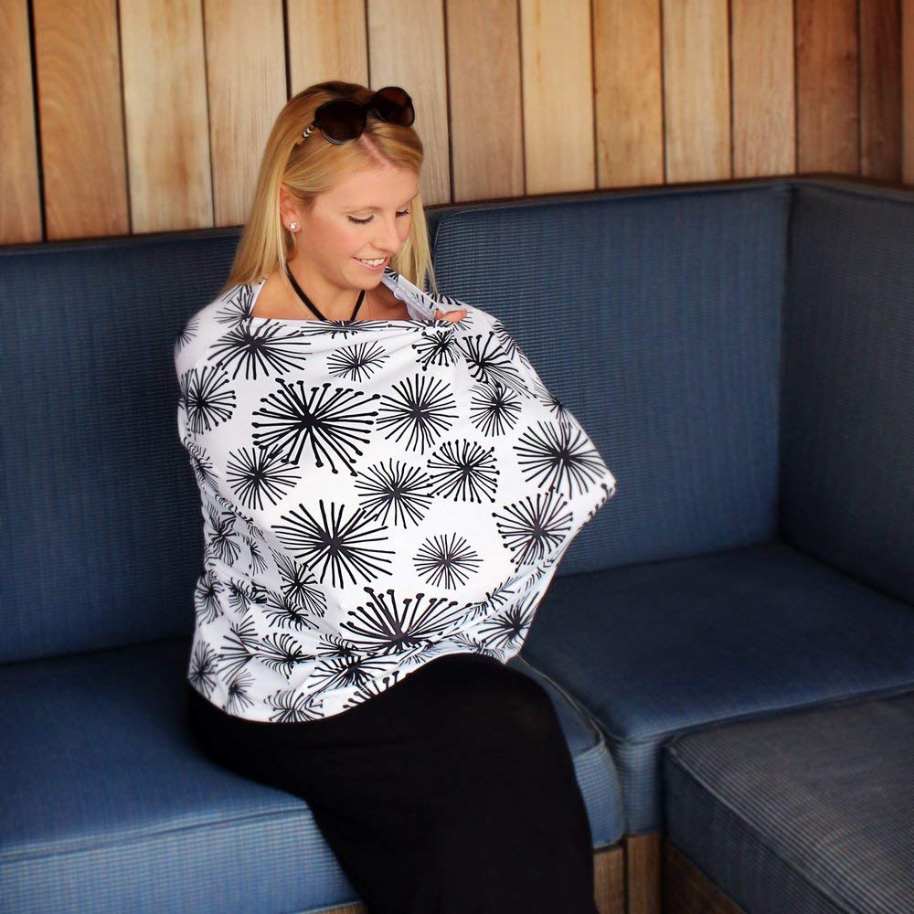 Alex & Emmy’s Multi-Use Nursing Cover - Baby Car Seat Cover, Stroller Canopy & Highchair Cover with UPF 40+ UV Protection - Perfect for Breastfeeding, Travel & Outdoor Activities