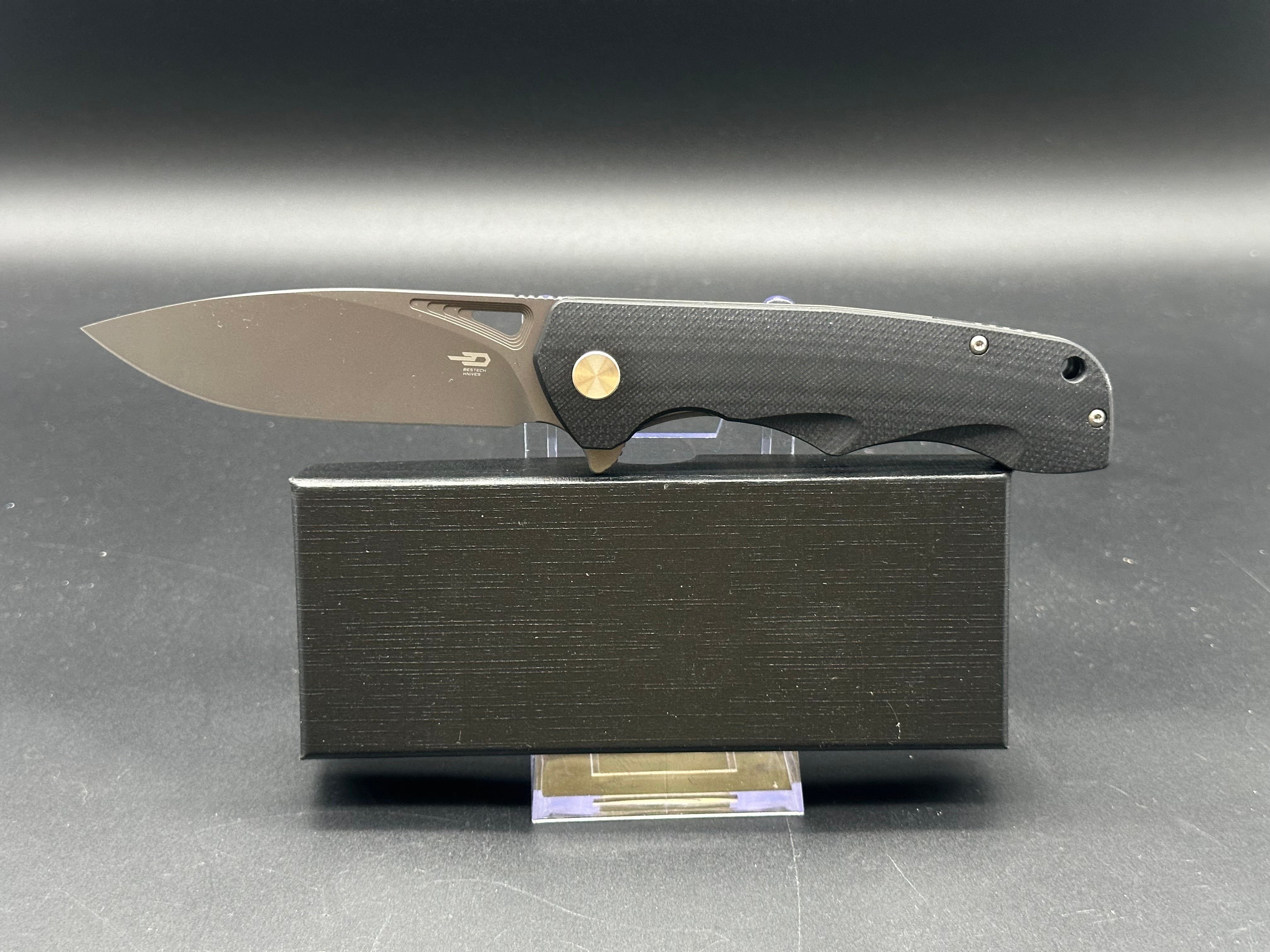 Bestech Airstream EDC Folding Knife - Black G10 Handle with D2 Steel Blade - Perfect for Camping, Hiking & Everyday Carry
