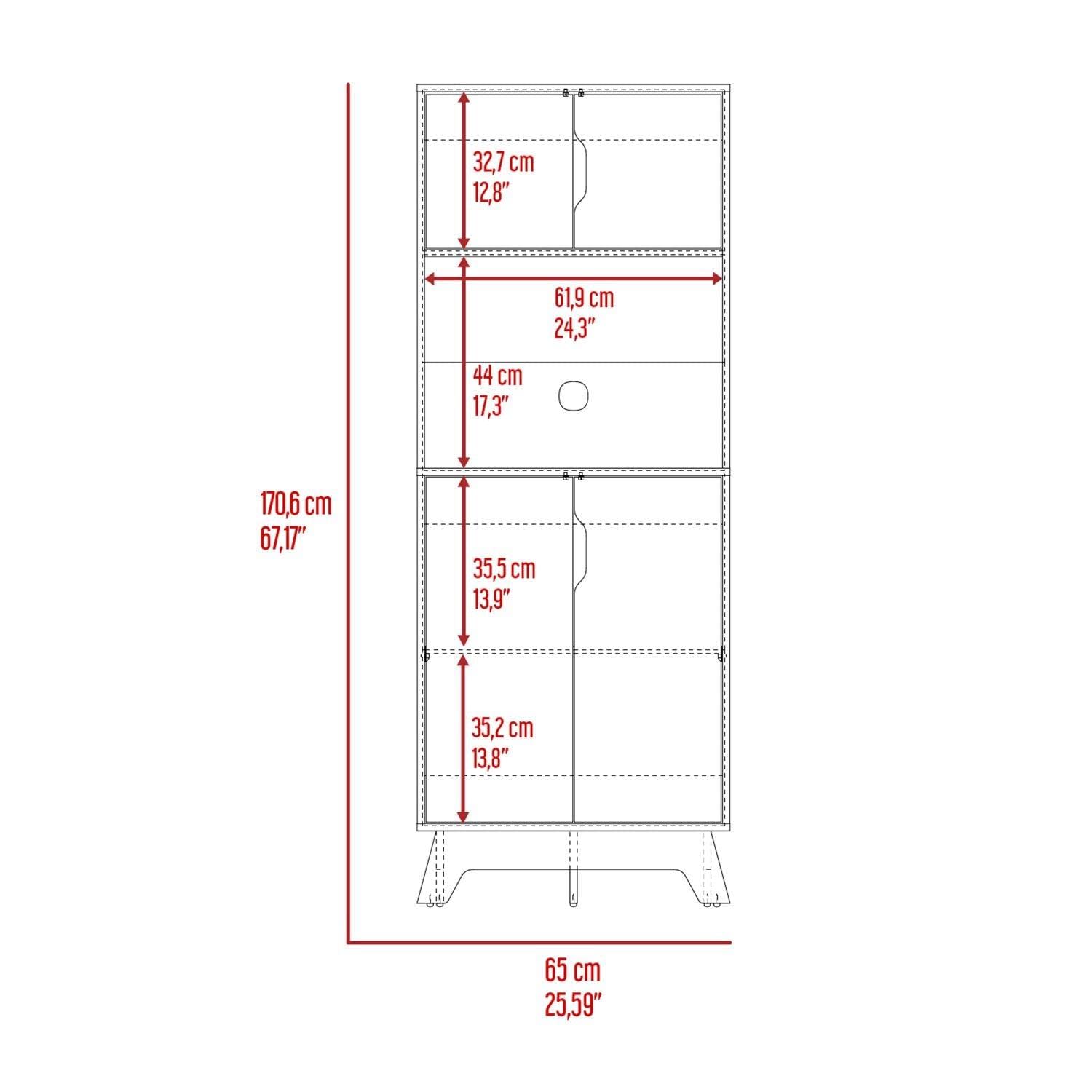 Dahoon Double Door Microwave Pantry Cabinet in Light Oak & White - Perfect for Kitchen Storage & Organization