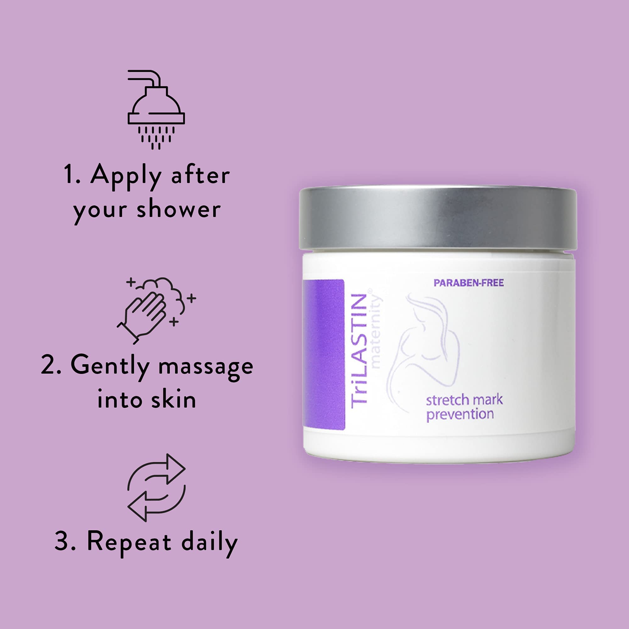 TriLASTIN Maternity Stretch Mark Prevention Cream Bundle - 3 Month Supply with 3 Creams & 2 Hydro-Thermal Accelerators | Minimizes Stretch Marks Appearance | Paraben-Free | Perfect for First Trimester Pregnancy Care & Postpartum Skin Recovery