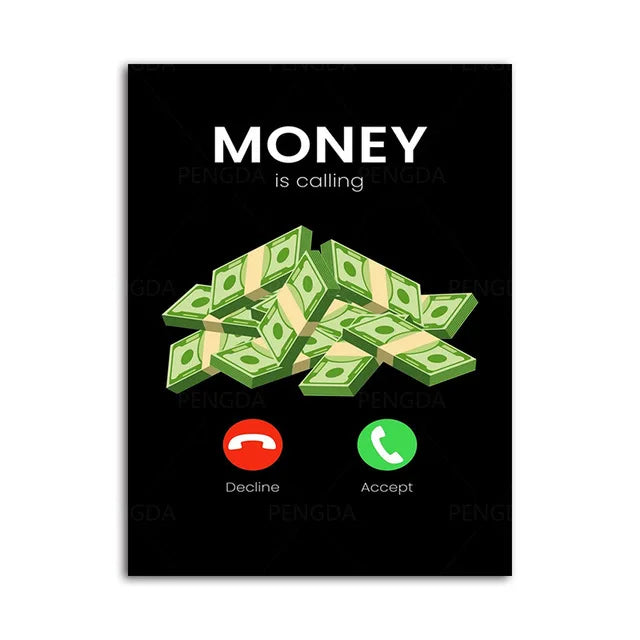 Motivational Wall Art - 'Money Is Calling Eat Sleep Invest Repeat' Inspirational Quote Canvas Print for Office, Bedroom & Home Decor - Perfect Gift for Investors & Entrepreneurs