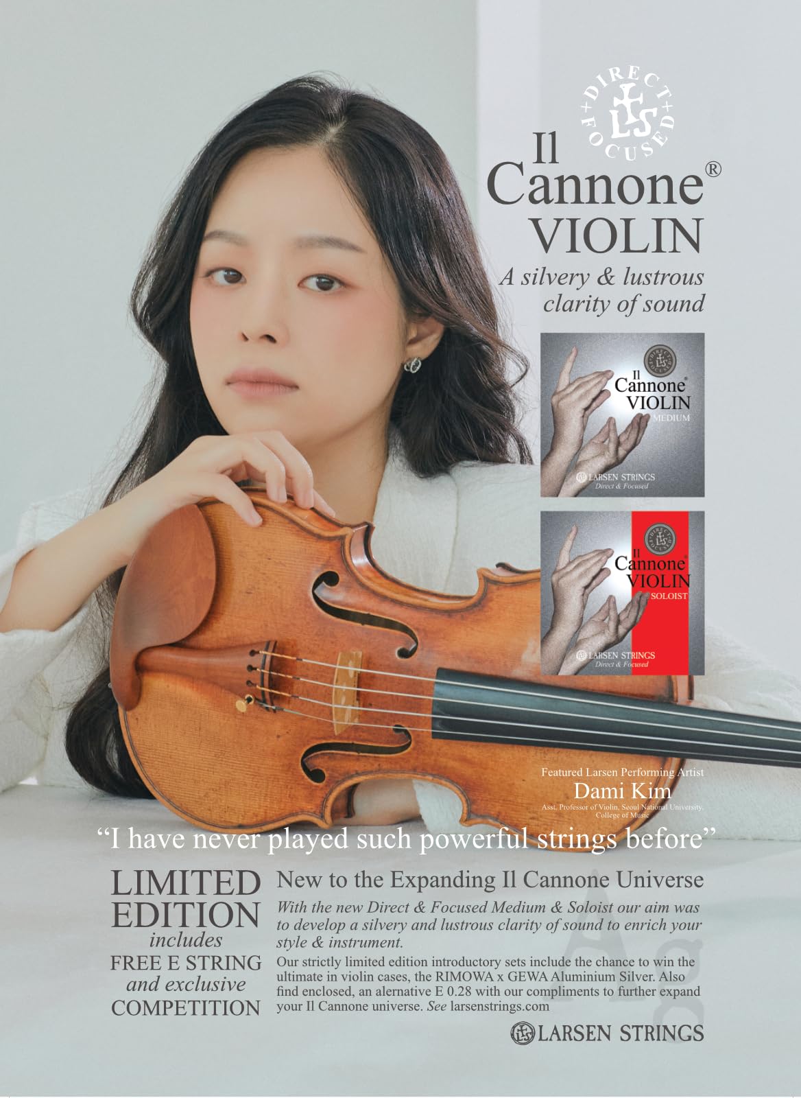 LARSEN STRINGS Violin Strings Il Cannone Set - Soloist Direct & Focused Sound for Professional Violinists | Perfect for Concerts, Studio Recording & Solo Performances