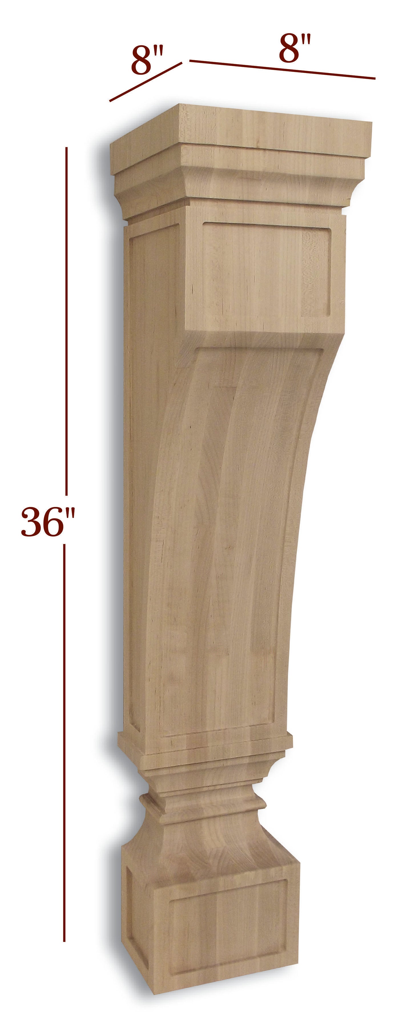 CBL VM440 Island Height Full Window Contemporary Mission Corbel - Decorative Wood Bracket for Kitchen Islands, Cabinets & Shelves - Perfect for Home Renovation & Interior Design