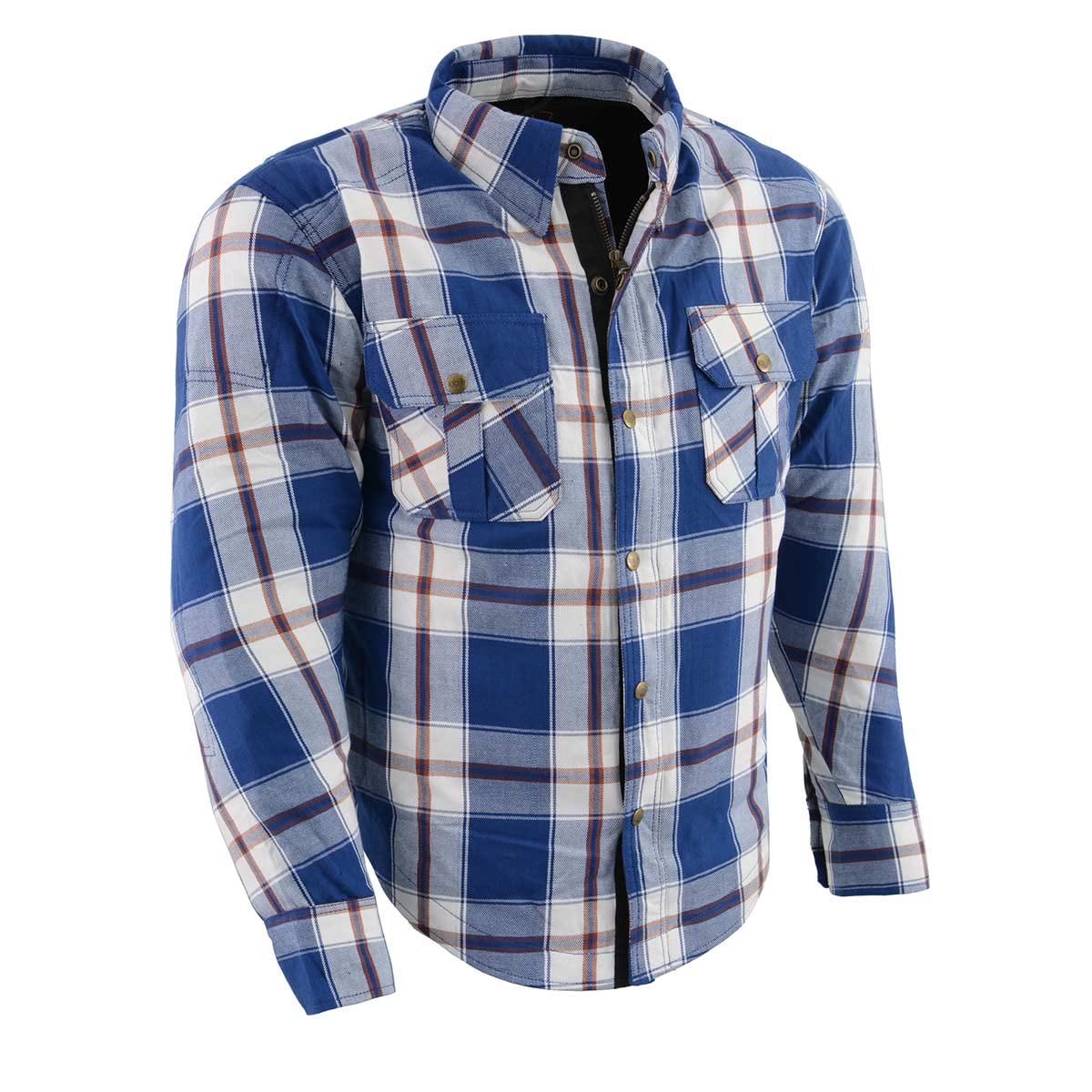 Milwaukee Leather MPM1645 Men's CE Armored Biker Shirt - Aramid Fiber Reinforced Plaid Flannel Motorcycle Jacket - X-Large Blue - Perfect for Riding & Outdoor Adventures