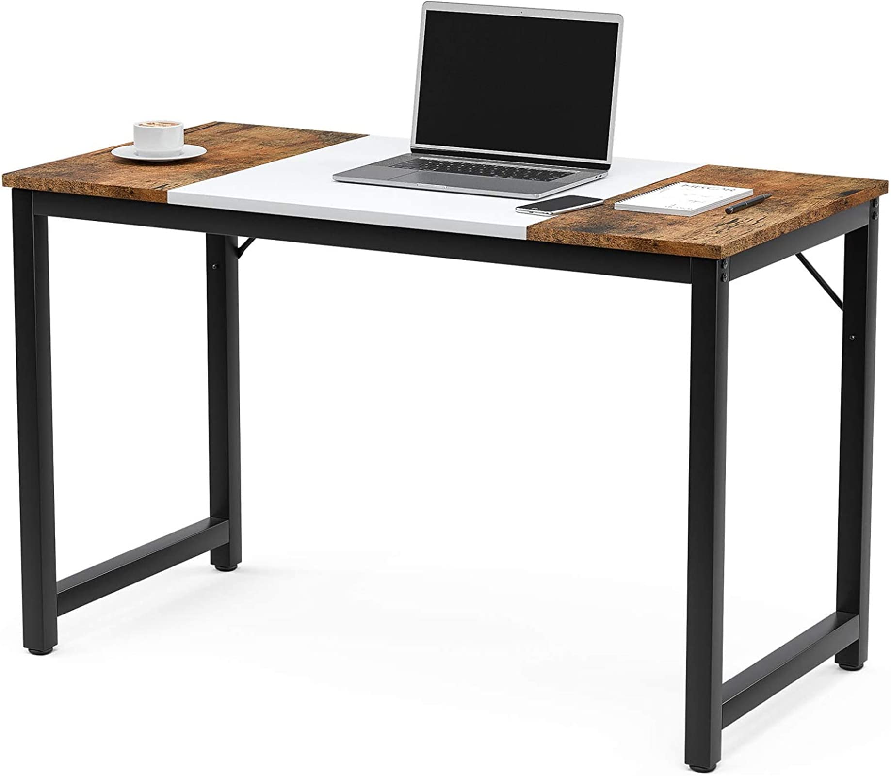 JASOYA 55 Inch Modern Computer Desk for Home Office - Sturdy Writing Table with Splice Board, Simple Style Workstation for PC & Laptop - Perfect for Small Spaces, Remote Work & Study (White)