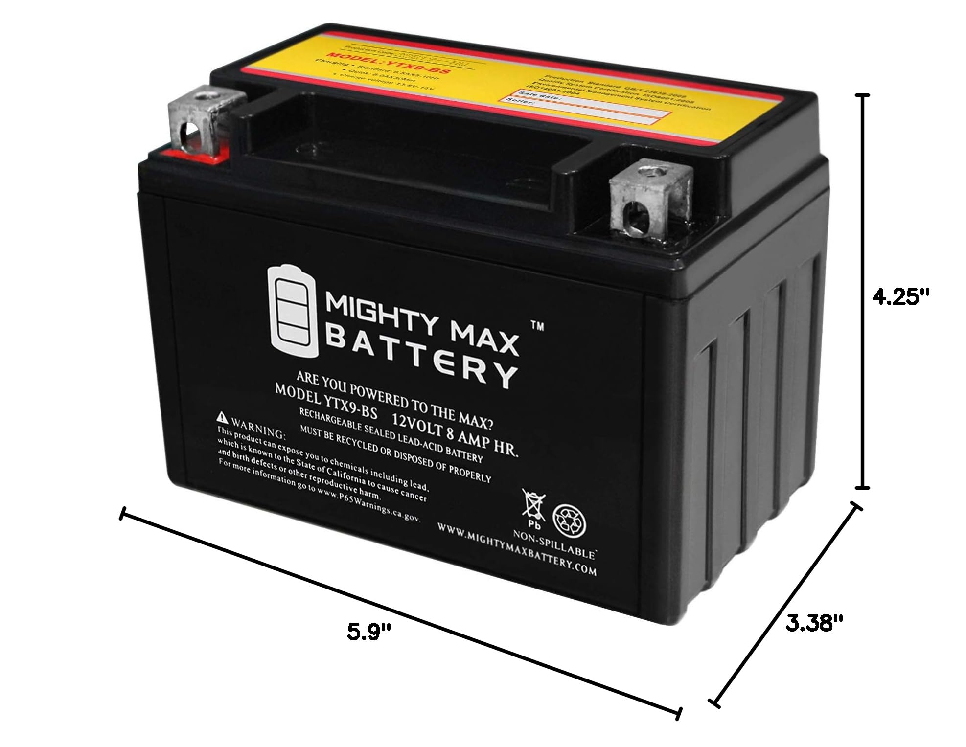 Mighty Max YTX9-BS High Performance Replacement Battery for Motorcycles, ATVs & Powersports - Long Lasting Power Solution for Outdoor Adventures