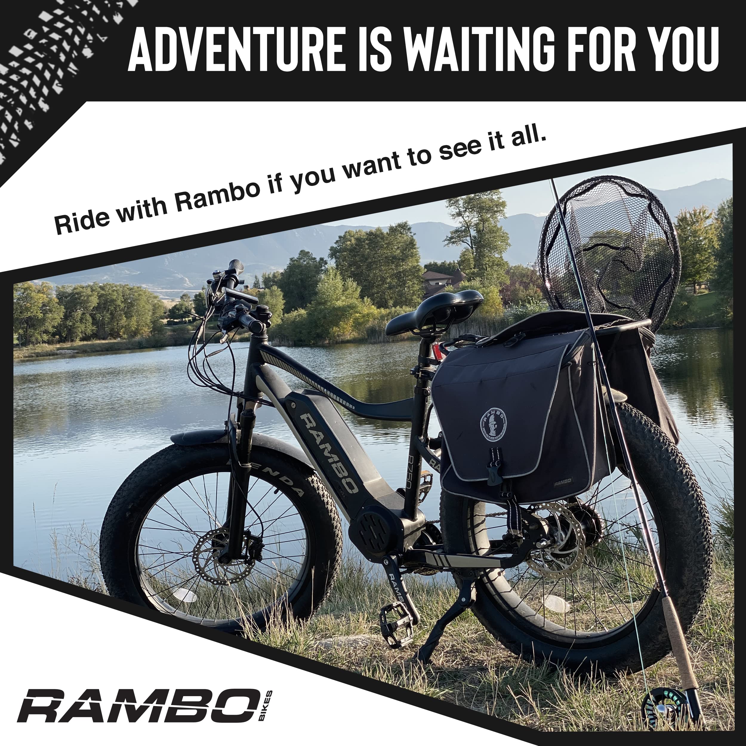 **Rambo Bikes Double Saddle Bag - 20L Waterproof Bike Storage Bag - Durable Nylon Material & Secure Mounting System - Fits Most Bike Racks - Black - Perfect for Commuting, Cycling Tours & Outdoor Adventures**