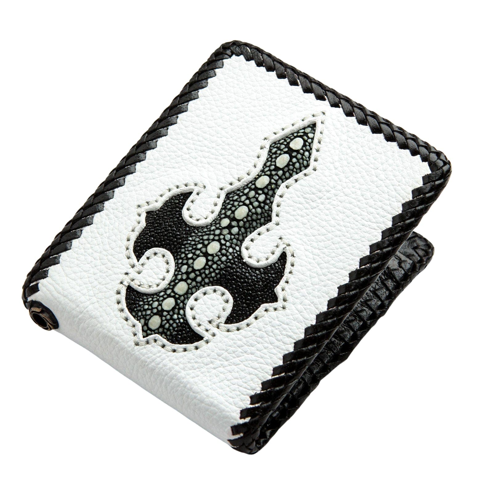Premium Two-Tone Stingray Leather Men's Bifold Wallet - Slim RFID Blocking Biker Wallet for Motorcycle Riders & Everyday Carry (Perfect Gift for Dad, Husband, Boyfriend)