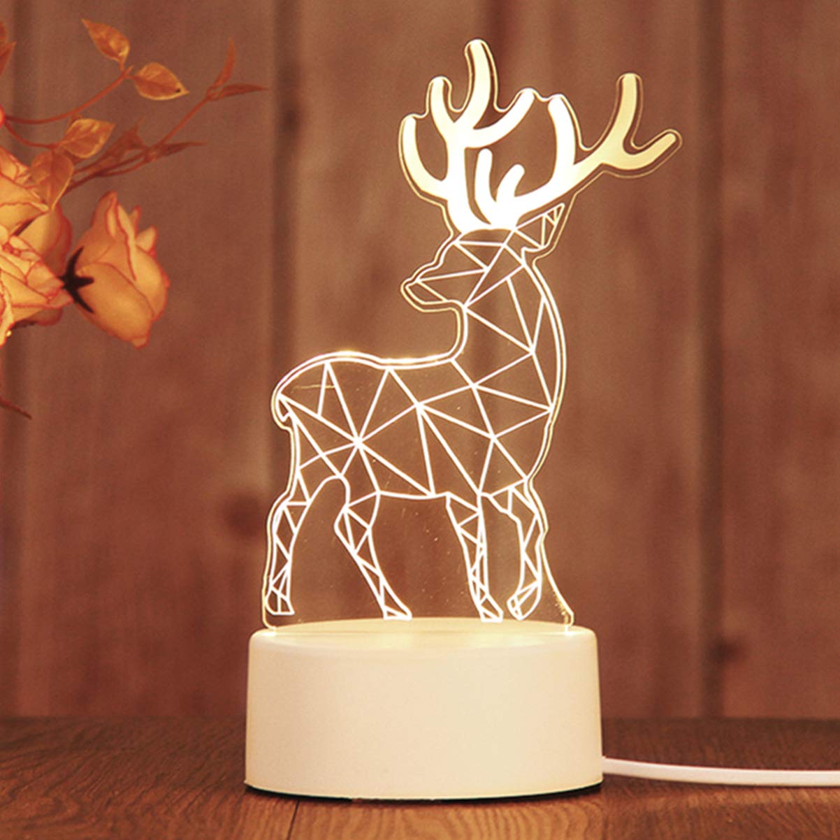 Amosfun Christmas LED Night Light Lamp - 1PC Holiday Figurine Decor with Warm Glow for Bedroom, Nursery, Kids Room - Perfect for Christmas Decor, Bedside Table, Child's Night Light & Seasonal Home Decoration