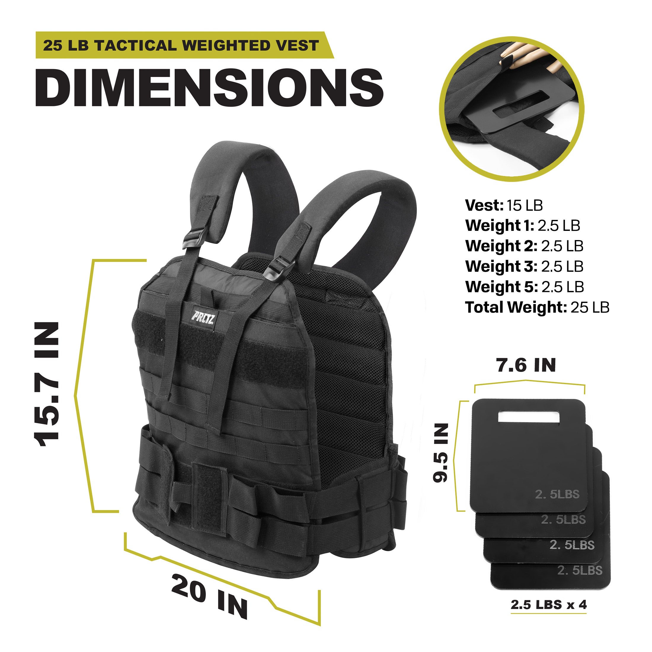 PRCTZ Adjustable Weighted Vest for Men & Women - 4-60 lbs Adjustable Weight - Strength Training, Running, Hiking & Fitness Workouts - Perfect for Home Gym, CrossFit & Outdoor Activities