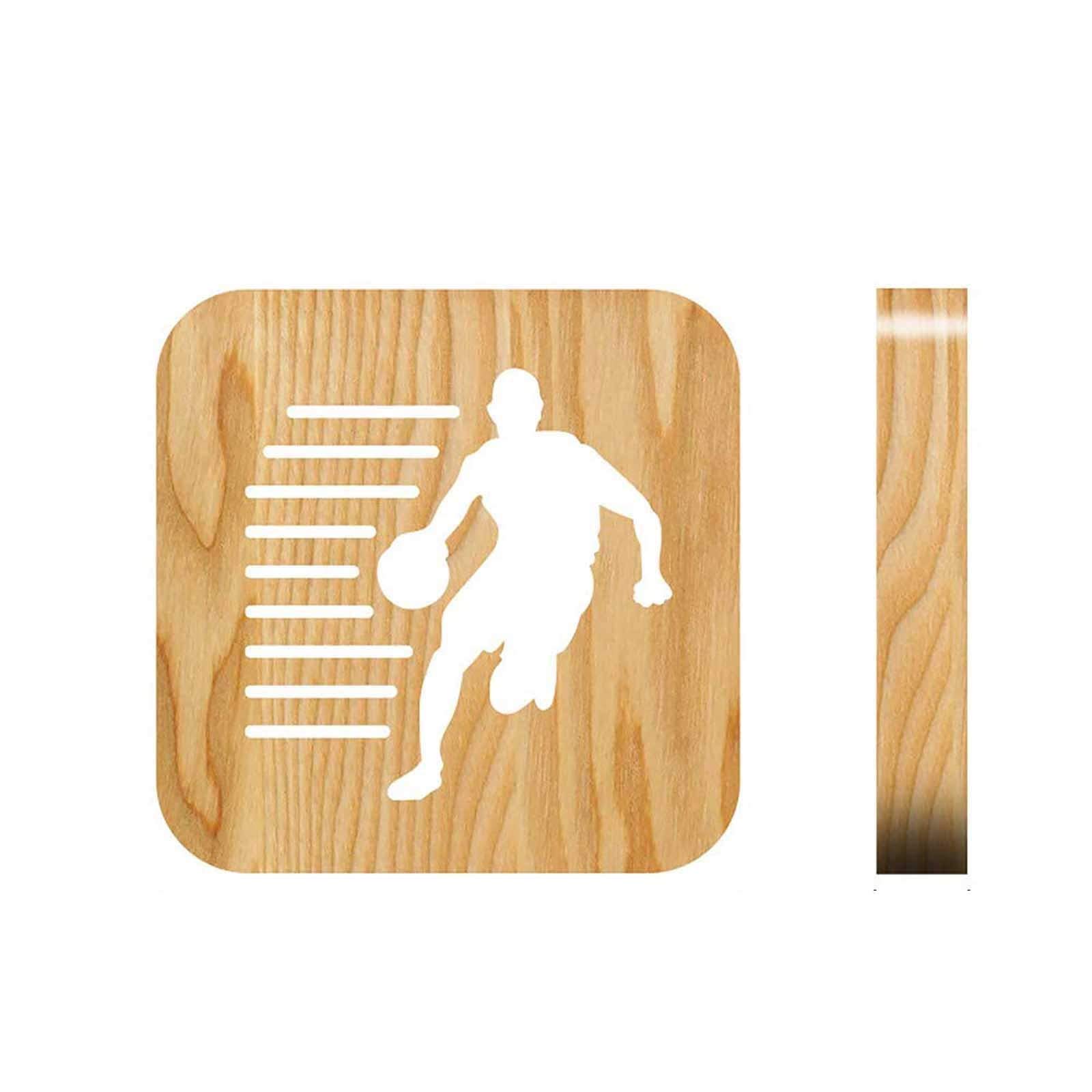 3D Basketball Player Shaped Wooden LED Desk Lamp with USB - Night Light for Bedroom, Office & Outdoor Decor - Pink Rope Lighting for Sports Fans & Home Ambiance