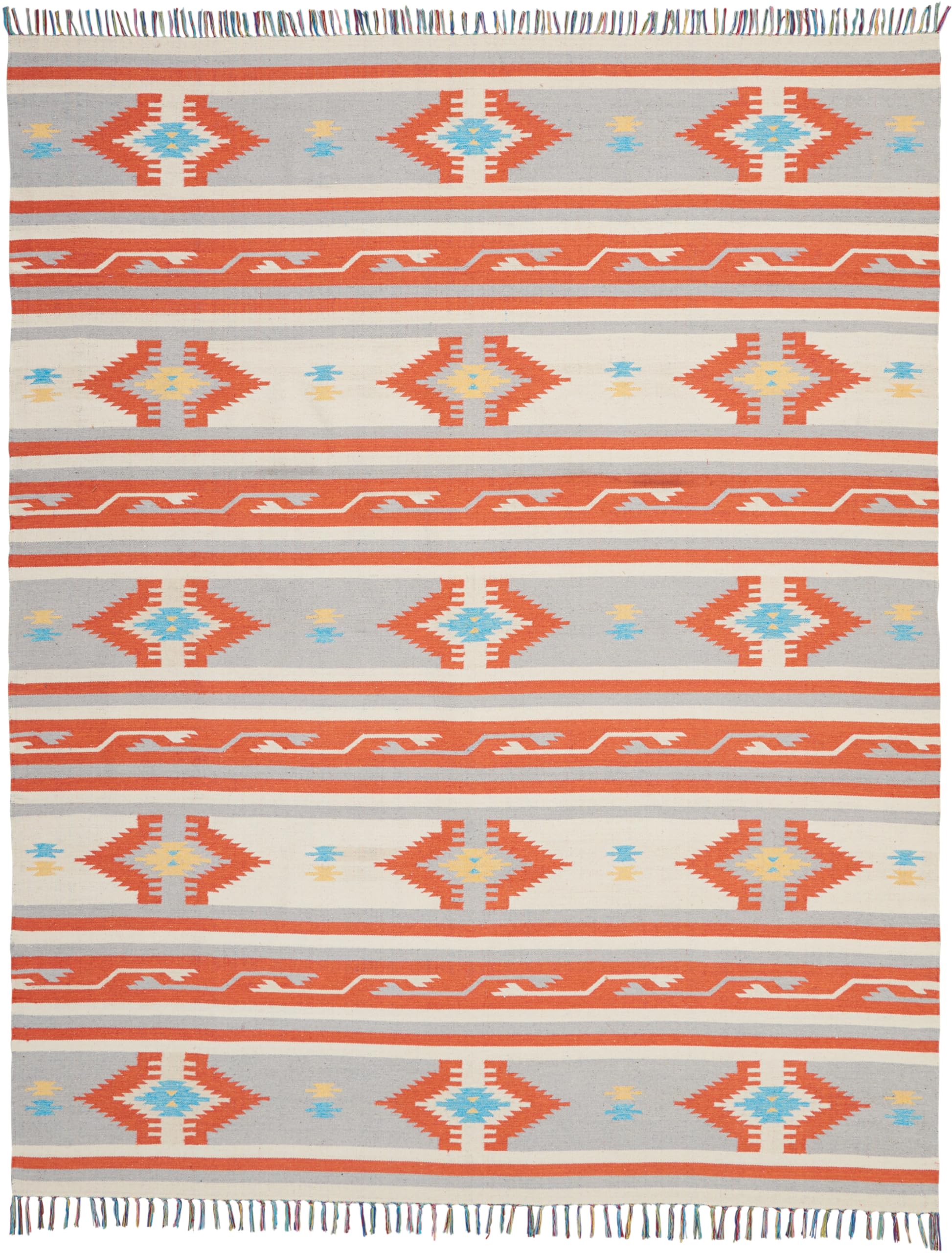 Nourison Baja Tribal Ivory/Grey 8' x 10' Area Rug - Easy to Clean, Non-Shedding, Soft & Durable - Perfect for Bedroom, Living Room, Dining Room & Kitchen Decor (8x10)