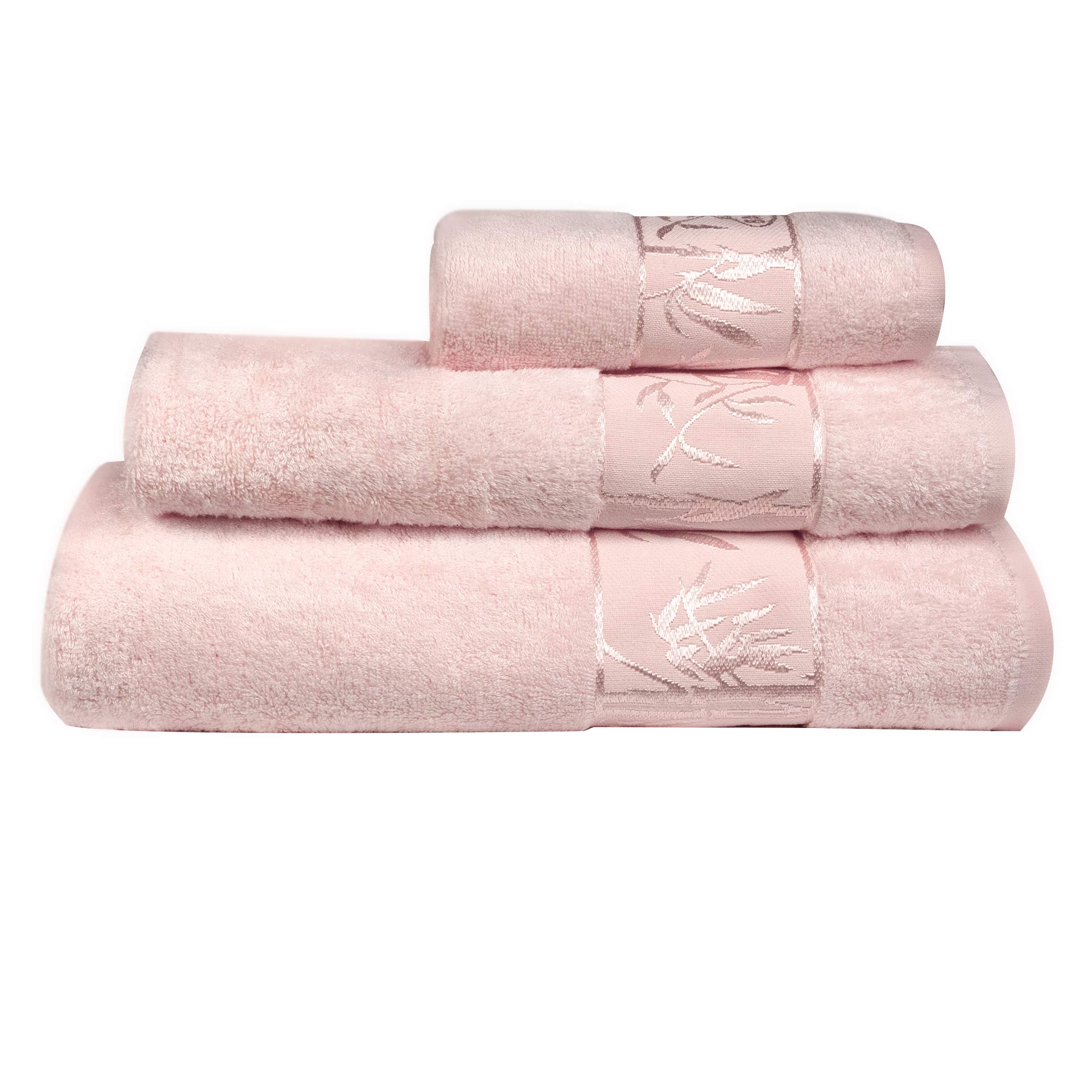 Premium Bamboo Towels Set - 3 Piece Ultra Soft & Absorbent Bath Towels (Light Peach) - Eco-Friendly Luxury for Spa, Bath & Beach Use