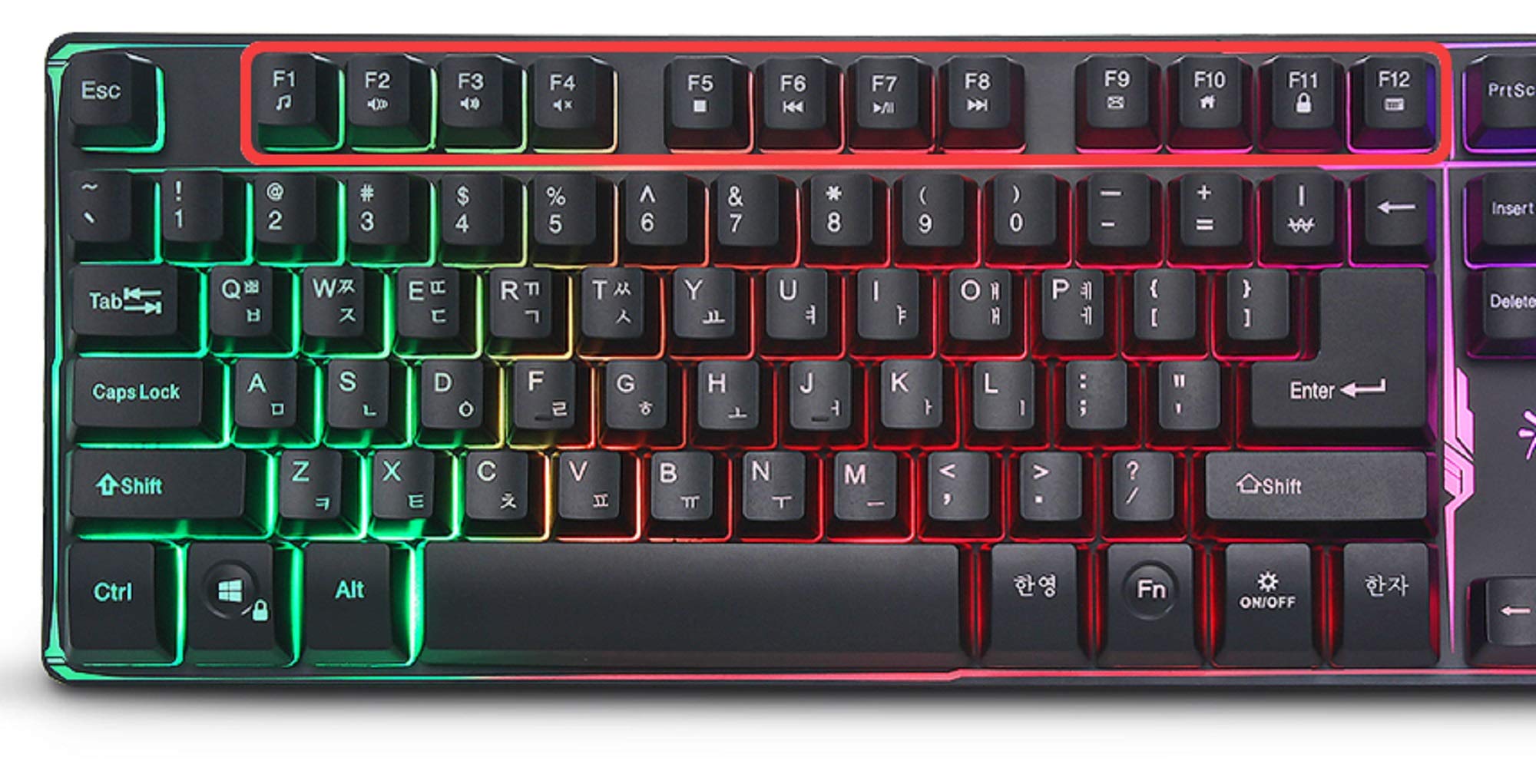 Zio Korean English Gaming Keyboard - USB Wired LED Backlit Membrane Keyboard for PC, Laptop, Office & Gaming (Black)