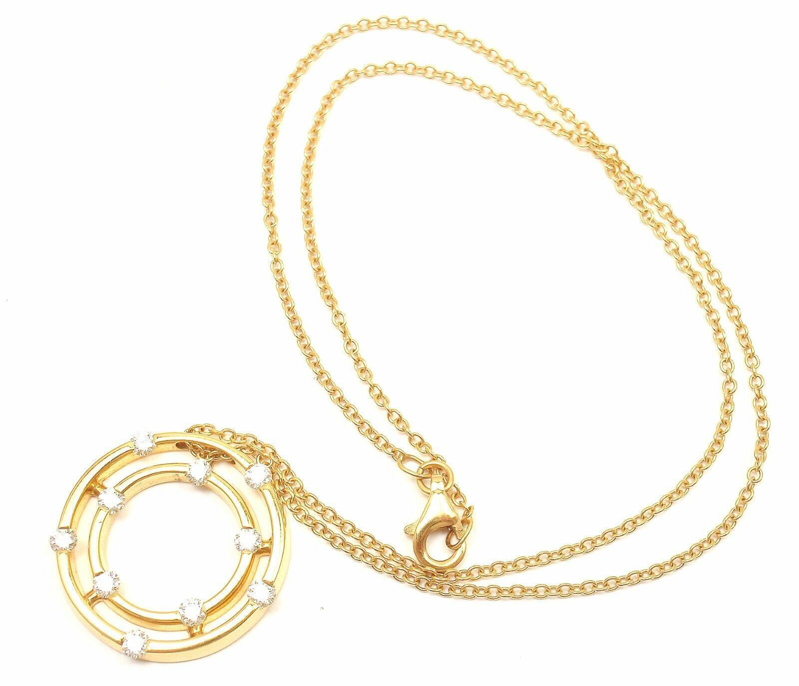 Authentic Roberto Coin 18k Yellow Gold Double Hoop Diamond Pendant Necklace for Women - Elegant Jewelry Gift for Anniversary, Valentine's Day & Special Occasions