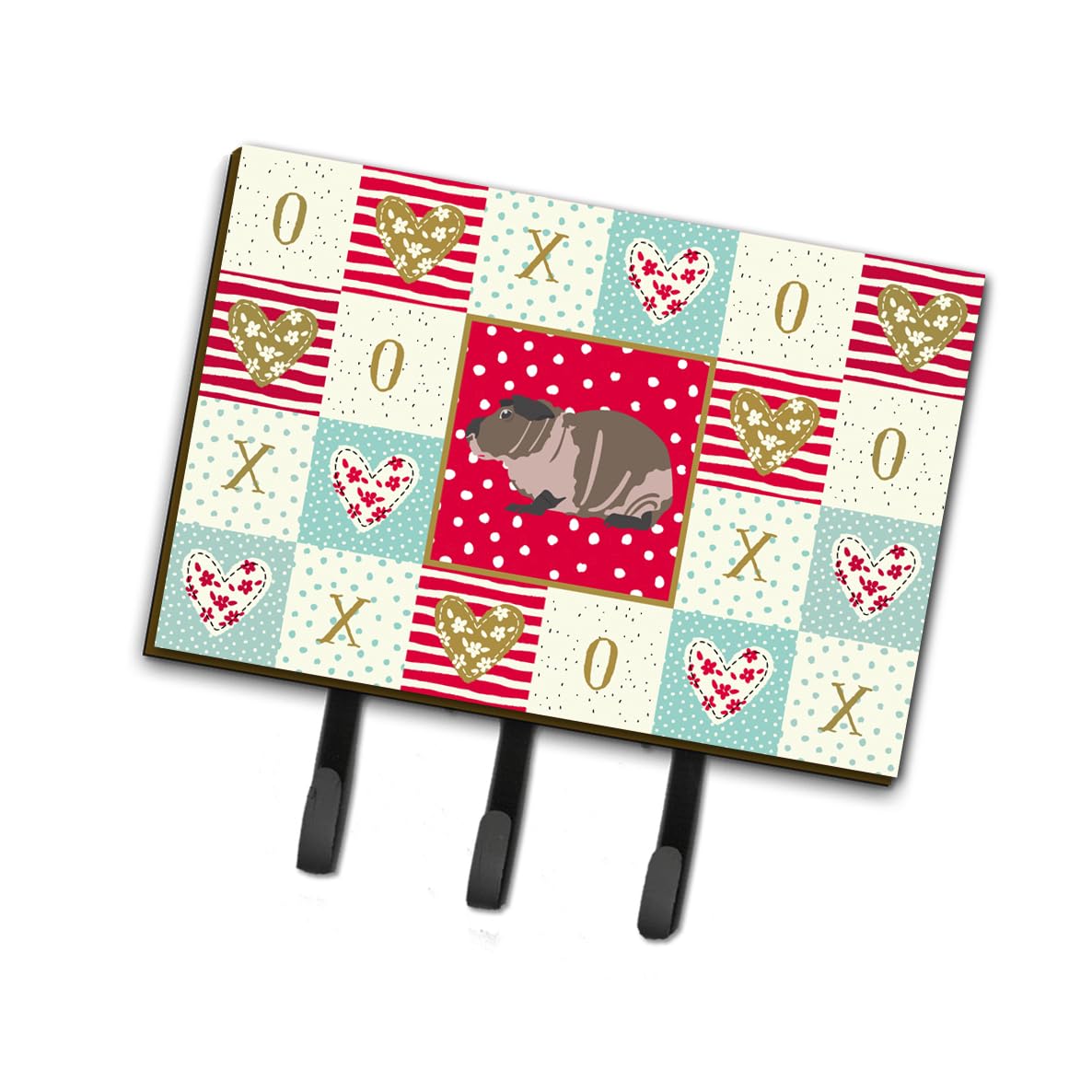 Caroline's Treasures Skinny Guinea Pig Love Leash & Key Holder Hooks - Colorful Wall Decor for Home, Office, or Gift