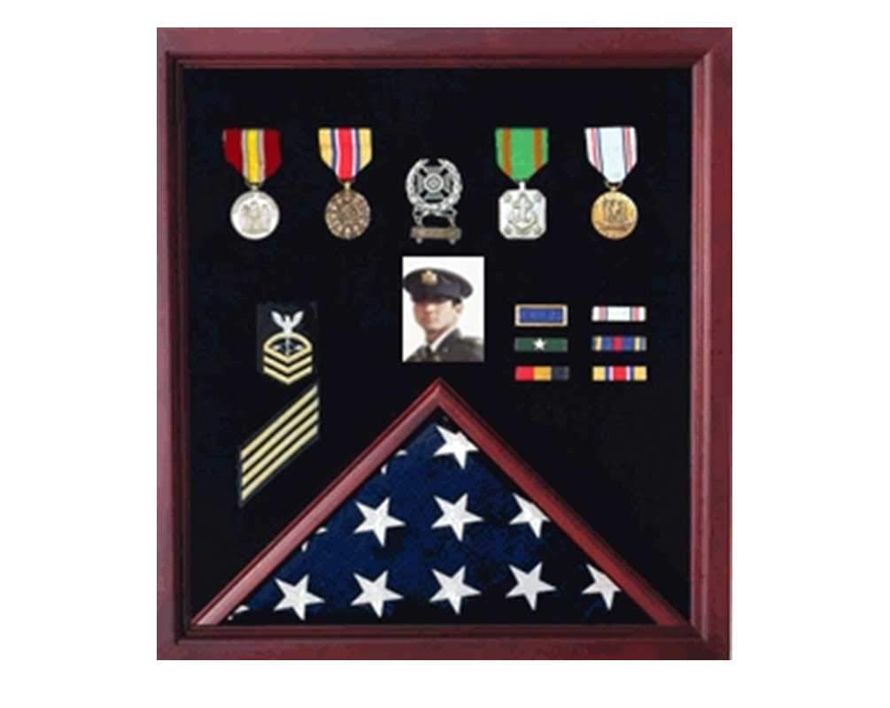 Handmade Veteran-Crafted Officer Flag Medal Display Shadow Box - Perfect for Military Awards, Home Decor & Patriotic Gifts